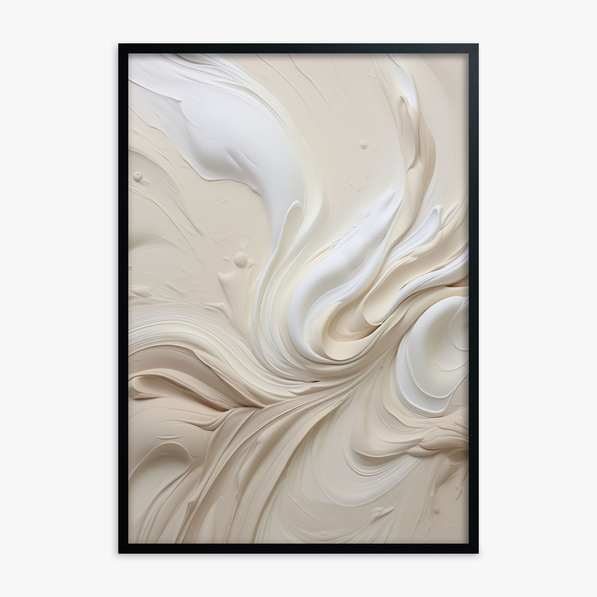 Ivory Swirl Symphony, Black Framed Poster With Black Frame