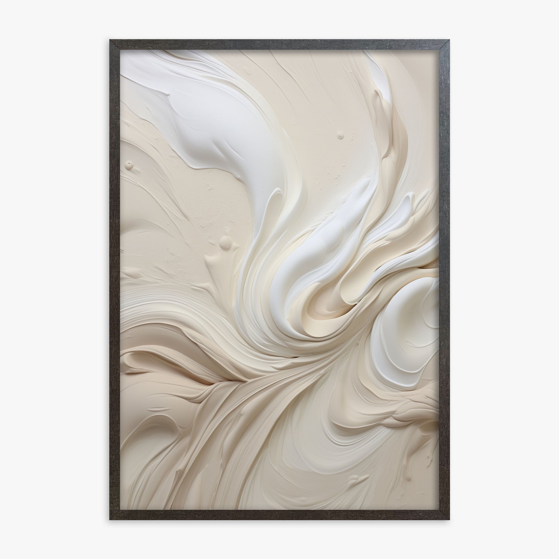 Ivory Swirl Symphony, 70x100cm Framed Poster With Espresso Frame