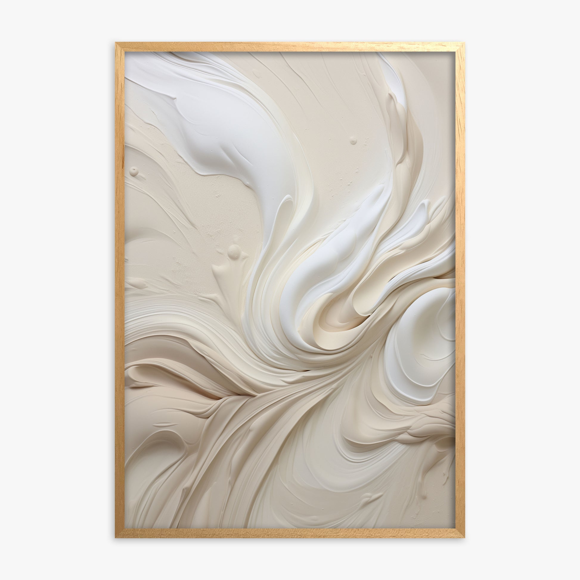 Ivory Swirl Symphony, Oak Framed Poster With Oak Frame