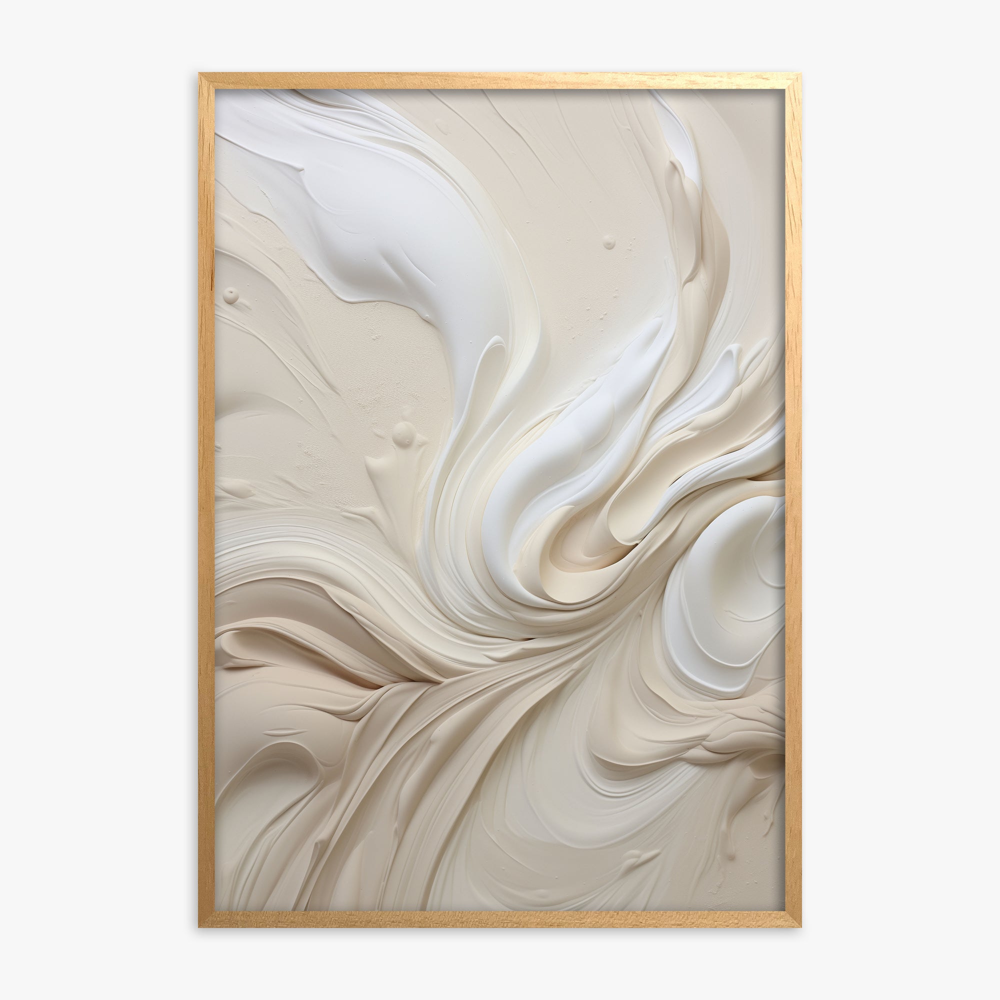Ivory Swirl Symphony, Oak Framed Poster With Oak Frame