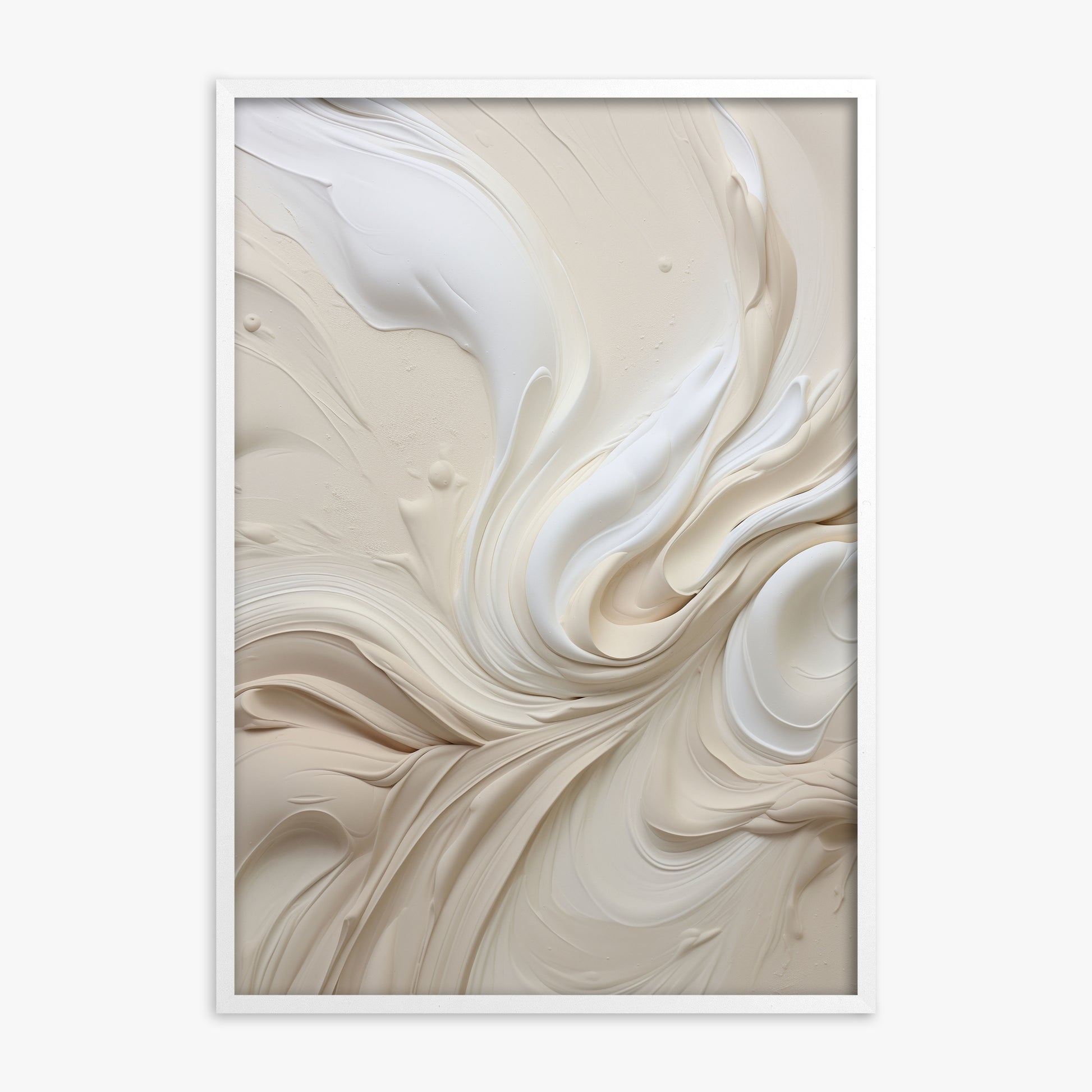 Ivory Swirl Symphony, White Framed Poster With White Frame