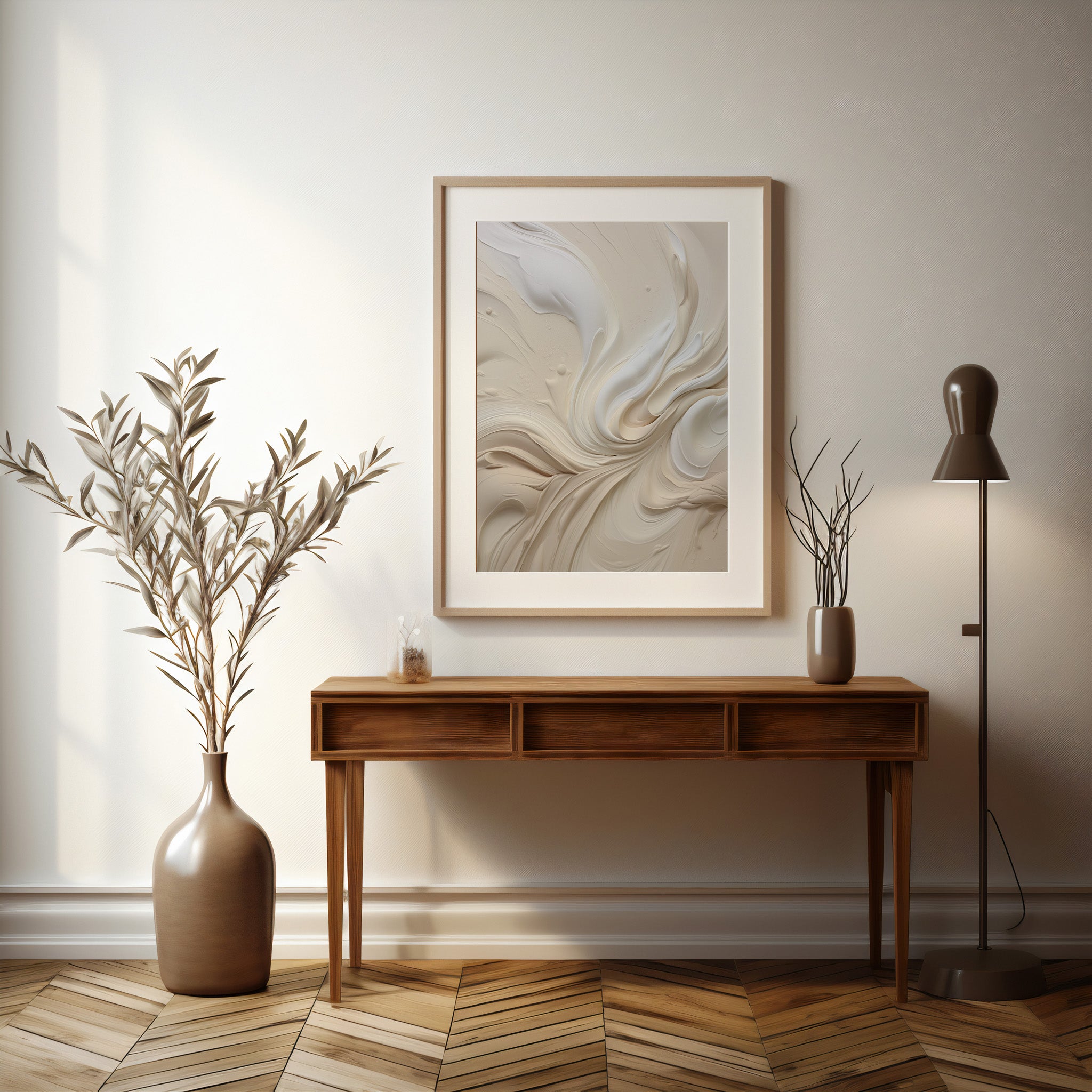 Design Concept No. 37 for Ivory Swirl Symphony Modern Poster Art
