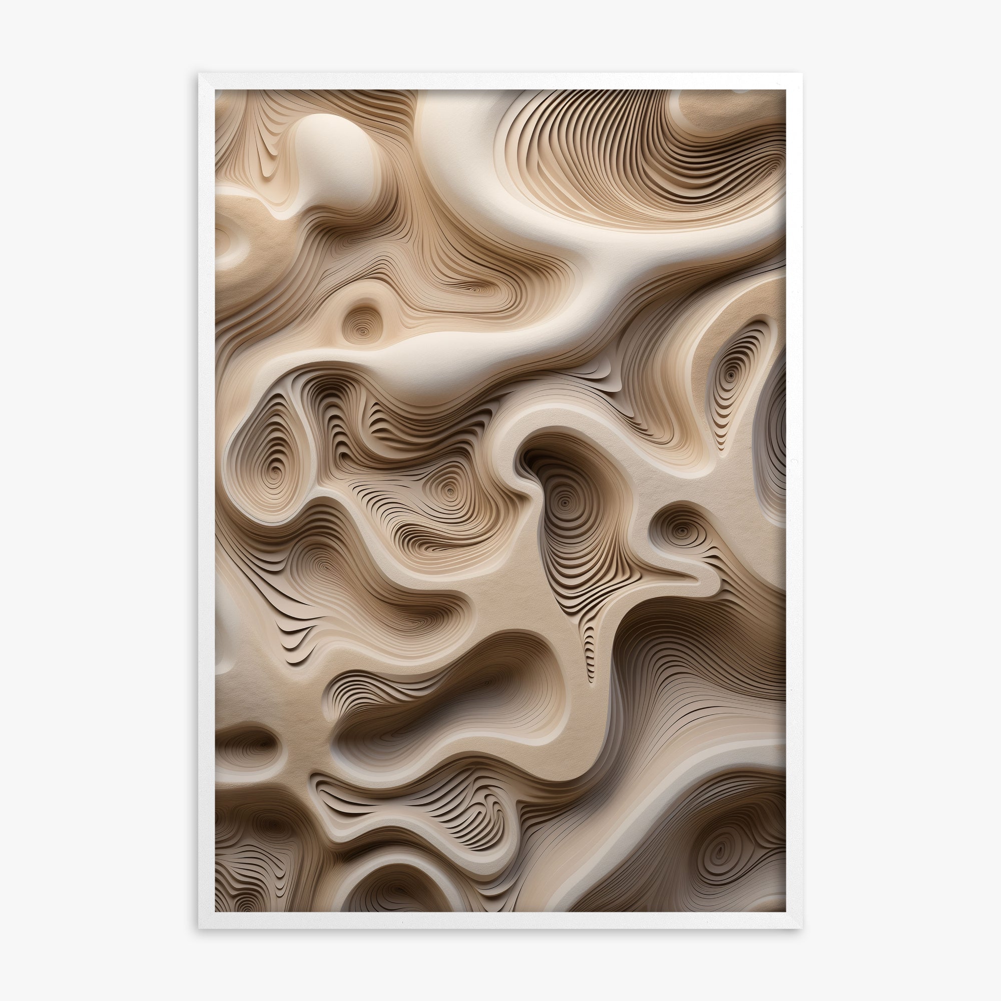 Eroded Echoes, White Framed Poster With White Frame