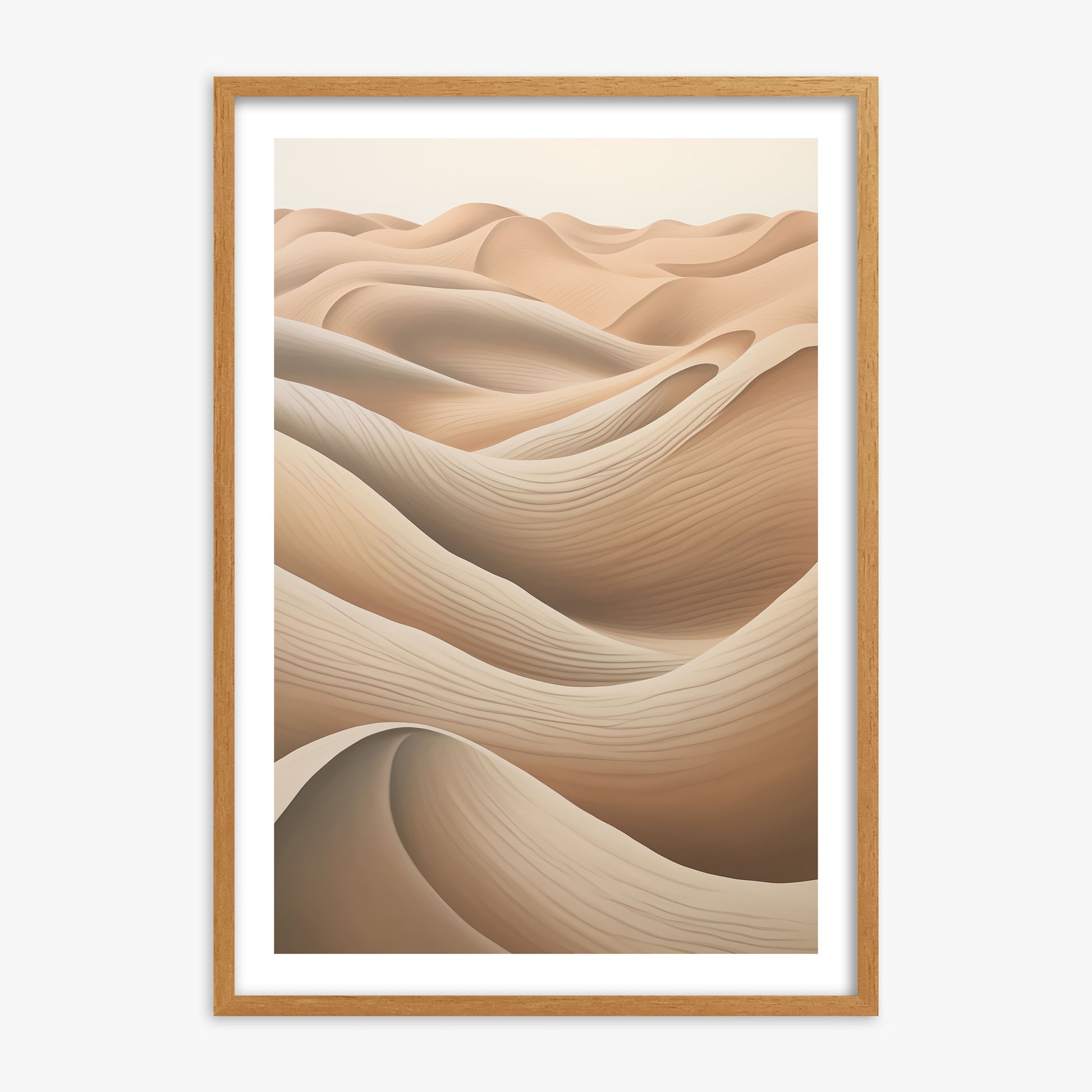 Sahara Waves, 70x100cm Framed Poster With Oak Frame