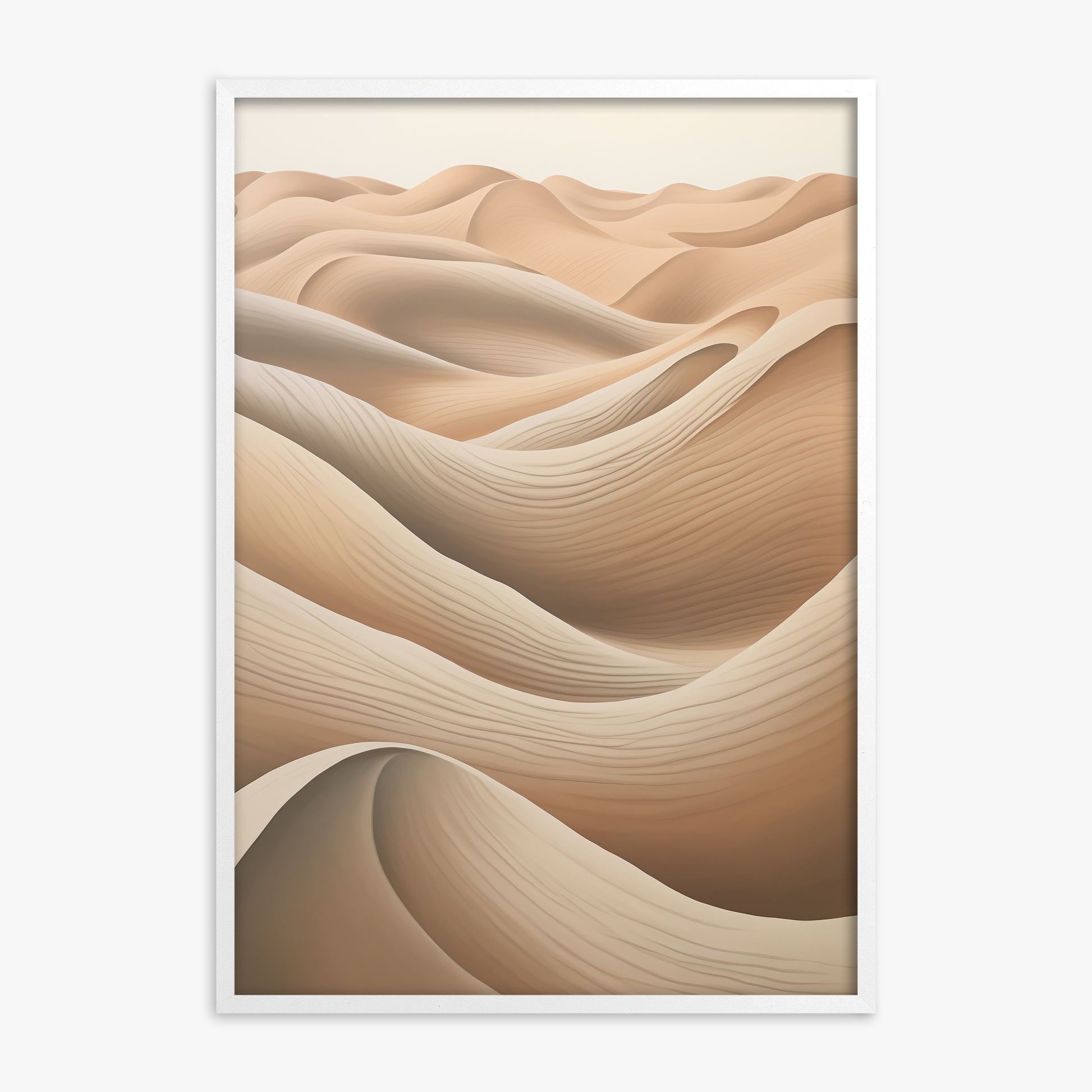 Sahara Waves, White Framed Poster With White Frame