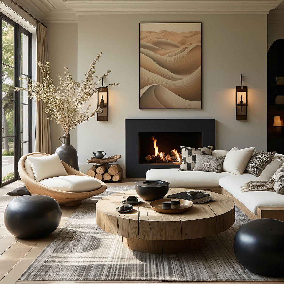Sahara Waves, 50x70cm Framed Poster With Black Frame