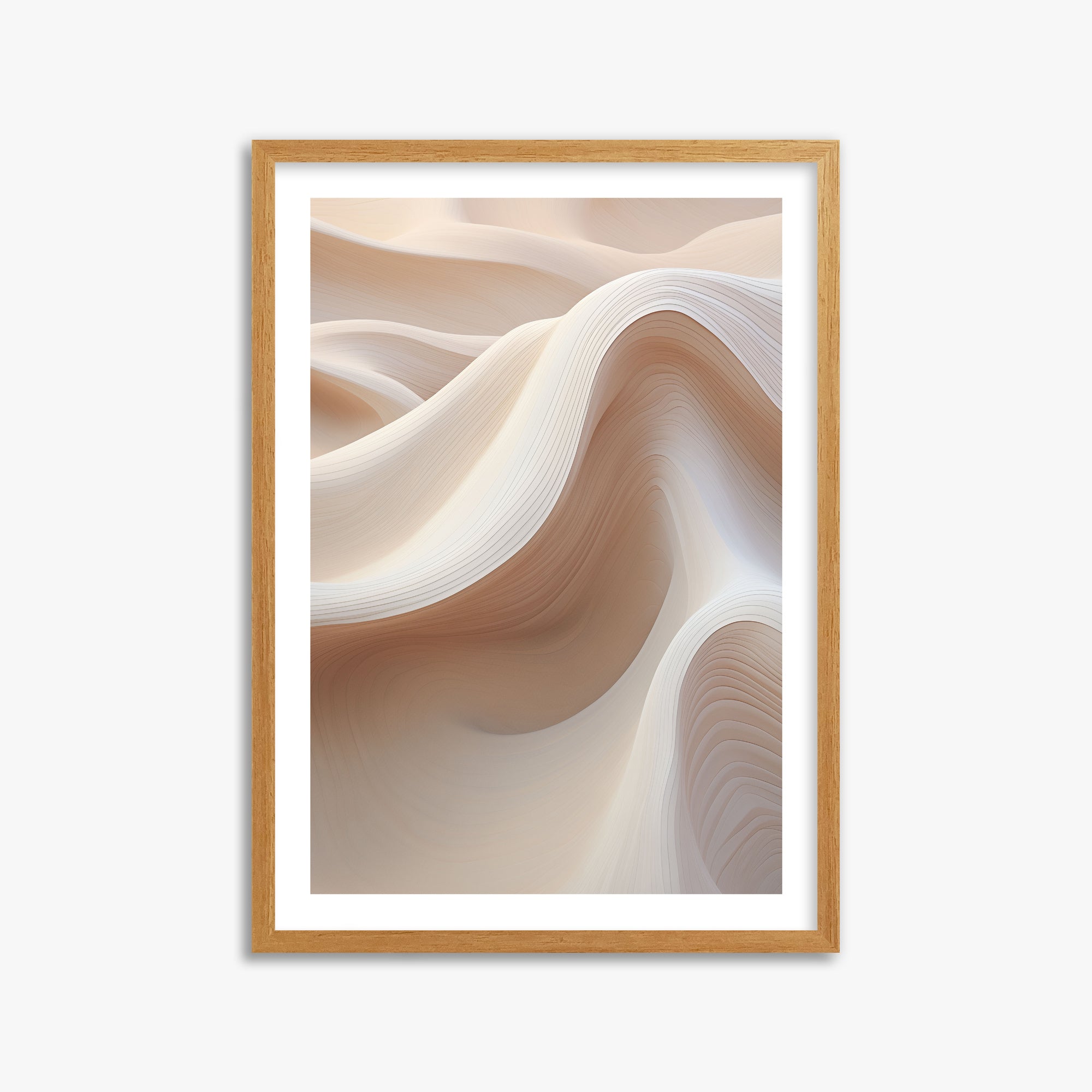Sand Dunes Symphony, 50x70cm Framed Poster With Oak Frame