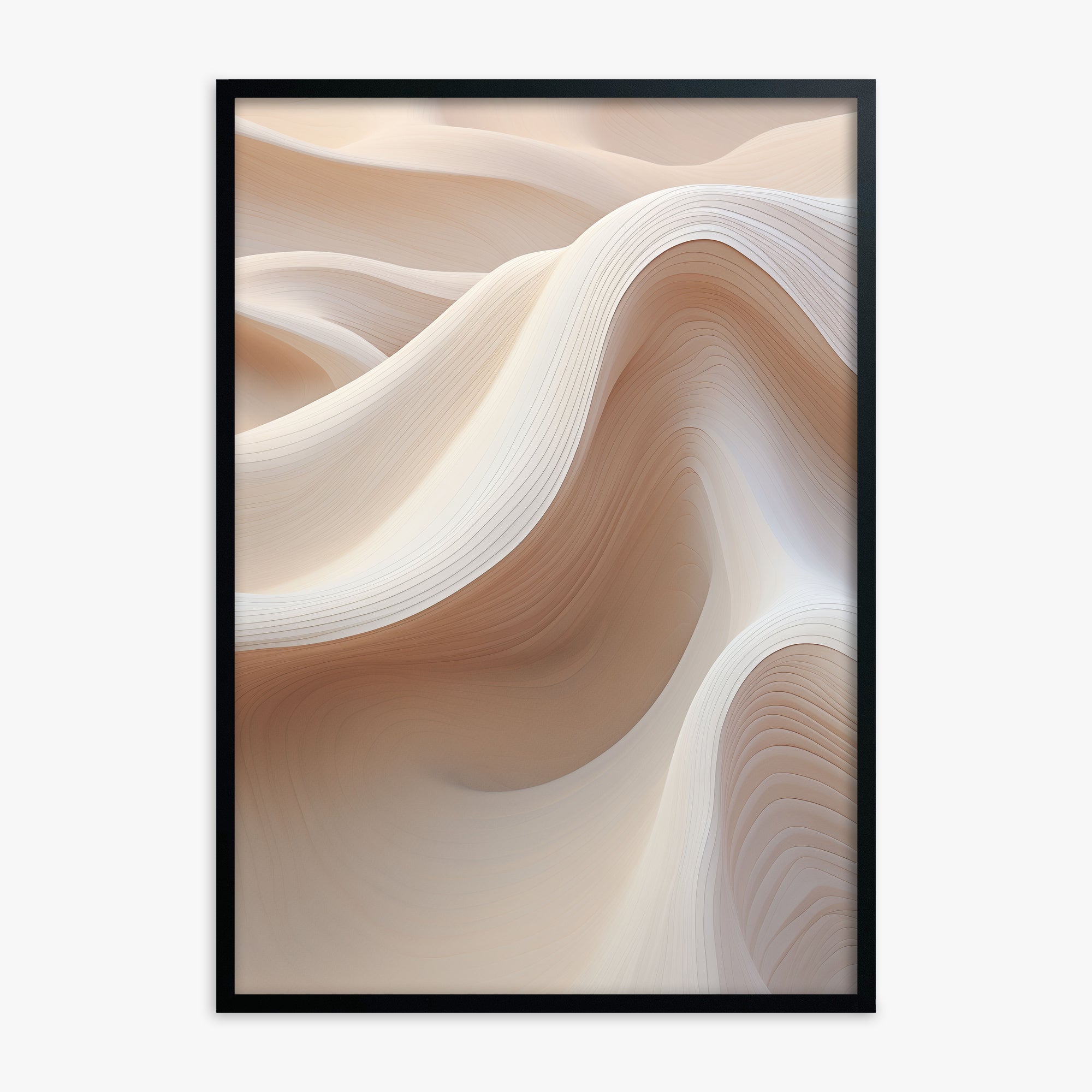 Sand Dunes Symphony, Black Framed Poster With Black Frame
