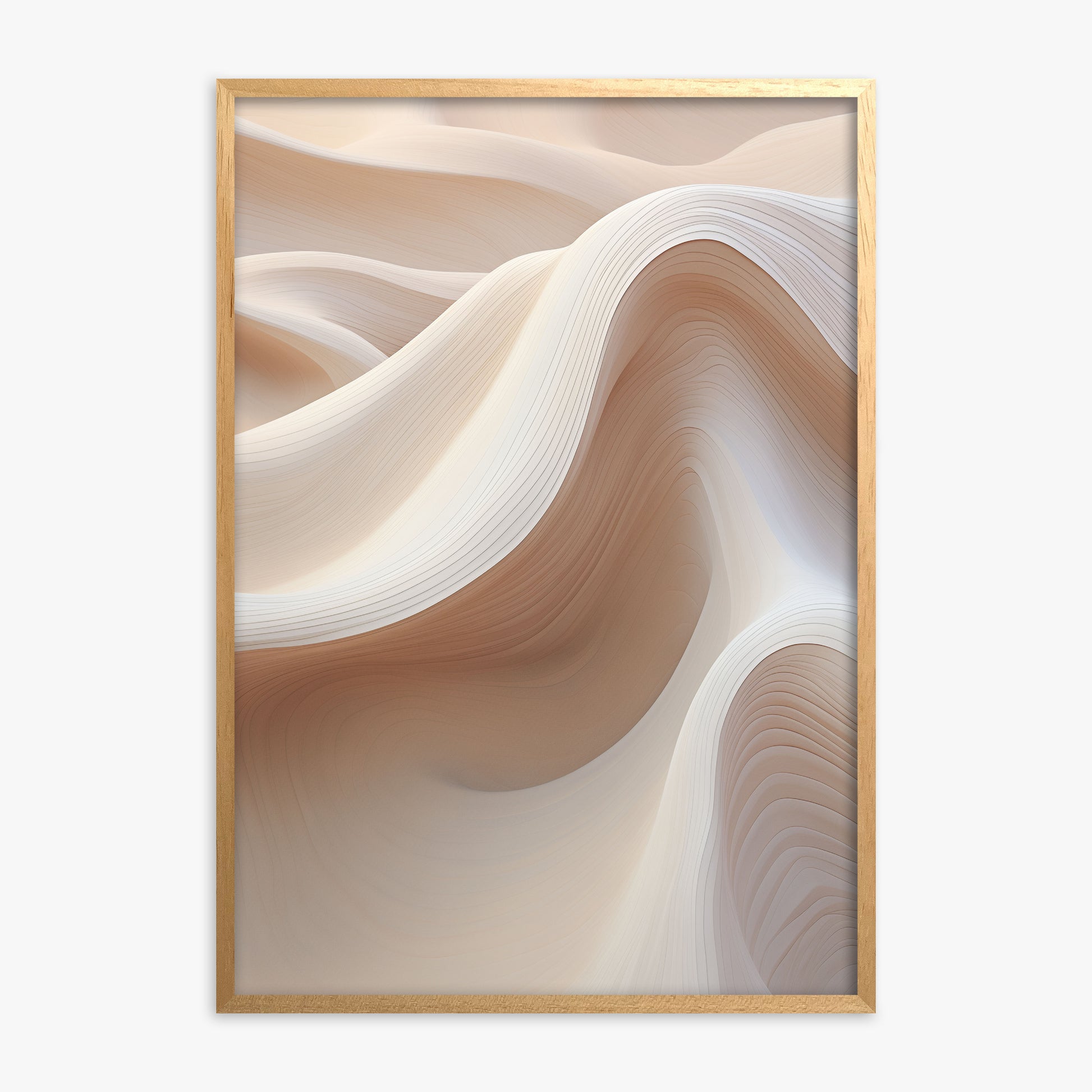Sand Dunes Symphony, Oak Framed Poster With Oak Frame
