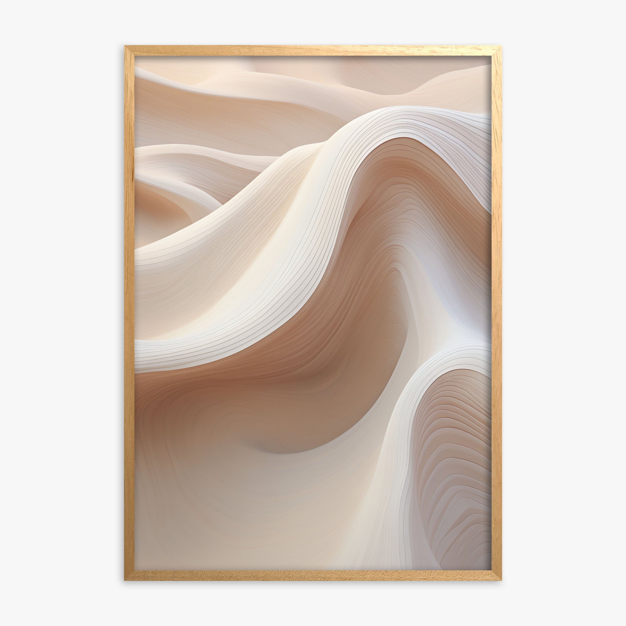 Sand Dunes Symphony, Oak Framed Poster With Oak Frame