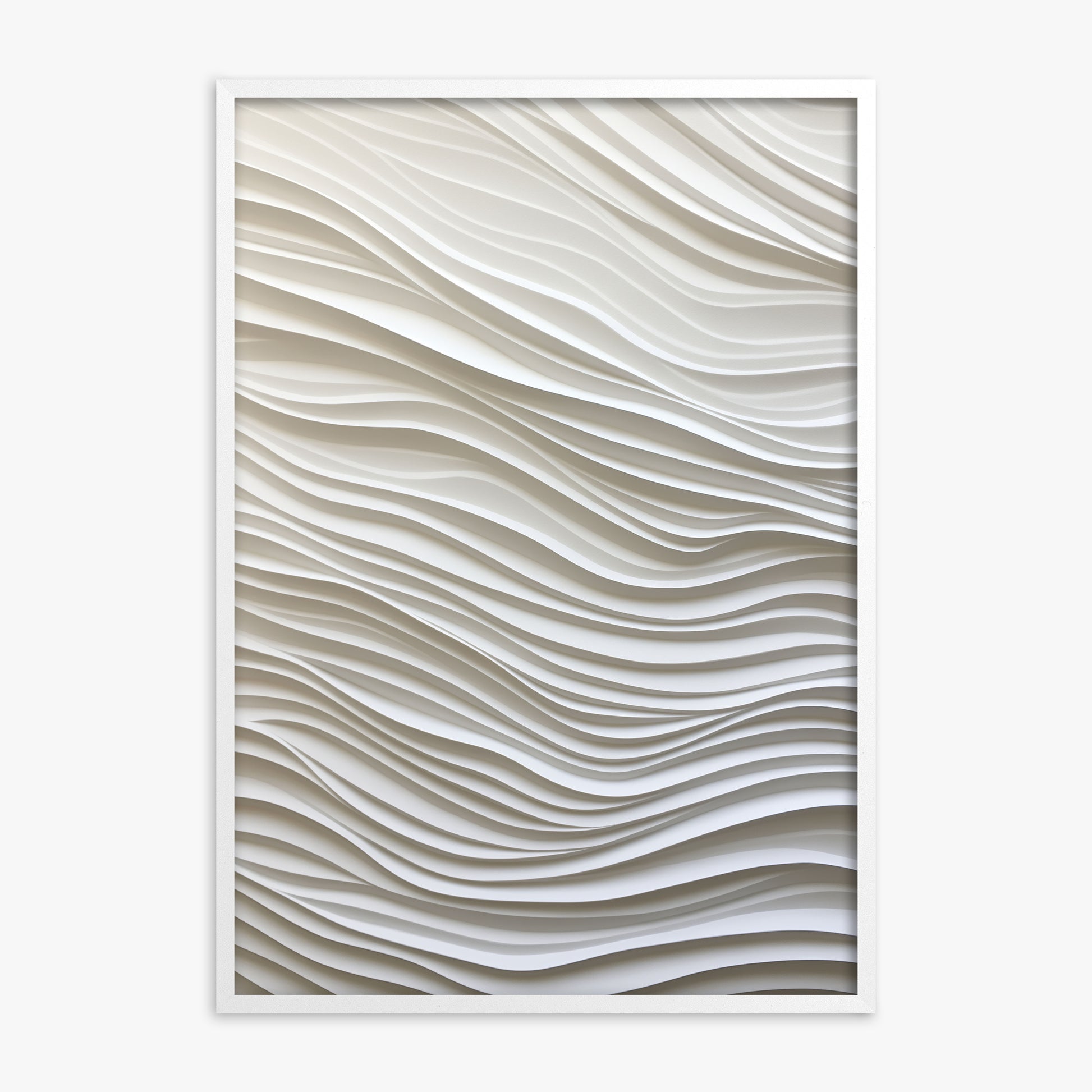 Whisper Lines, White Framed Poster With White Frame