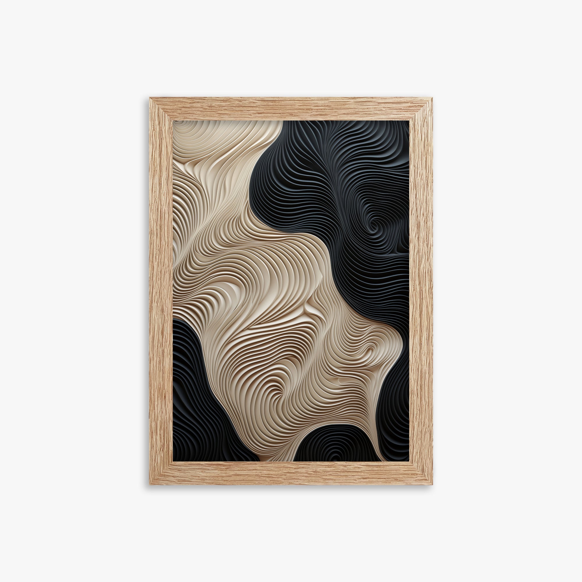 Yin Yang Strata, 21x30cm Framed Poster With Raw Oak Frame