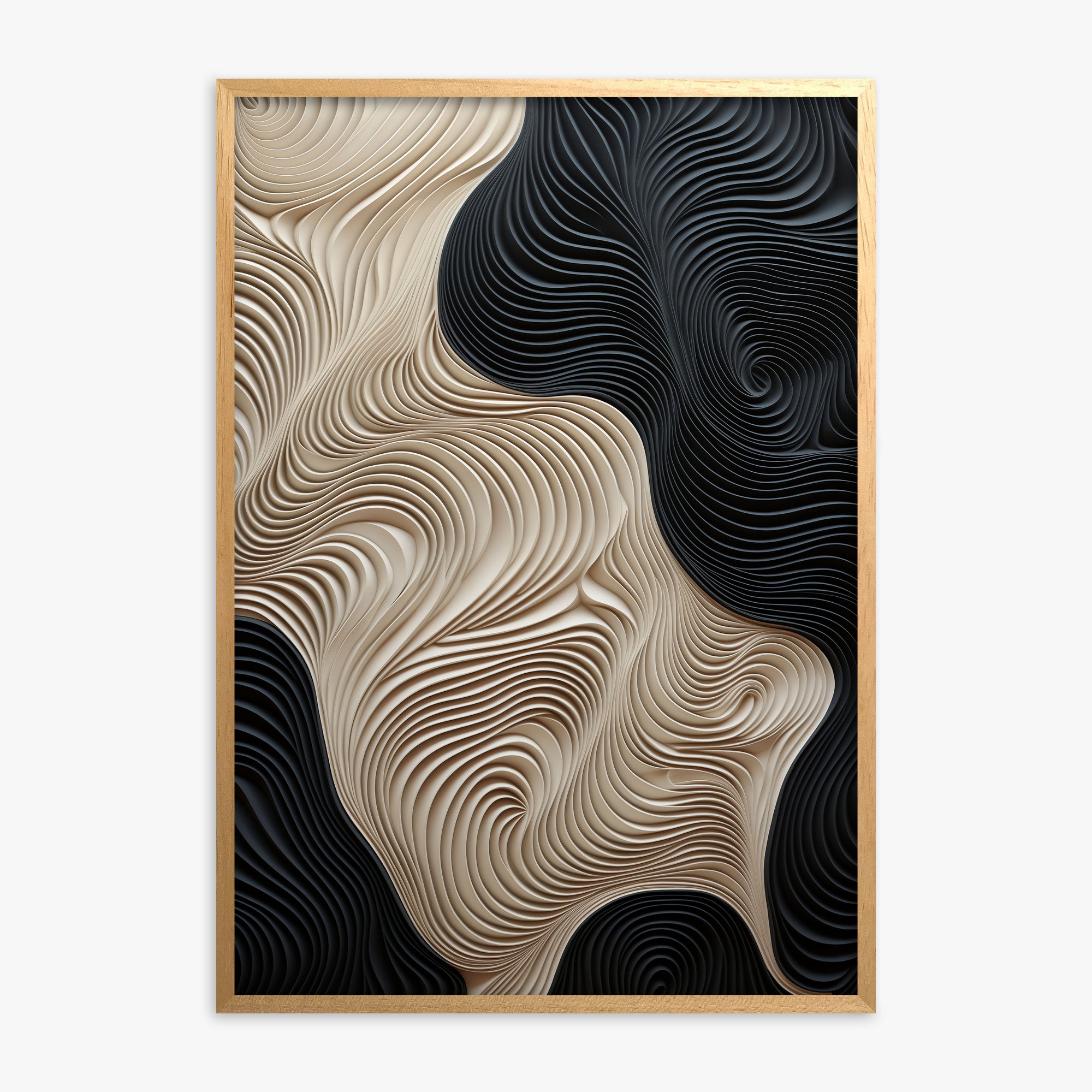 Yin Yang Strata, Oak Framed Poster With Oak Frame