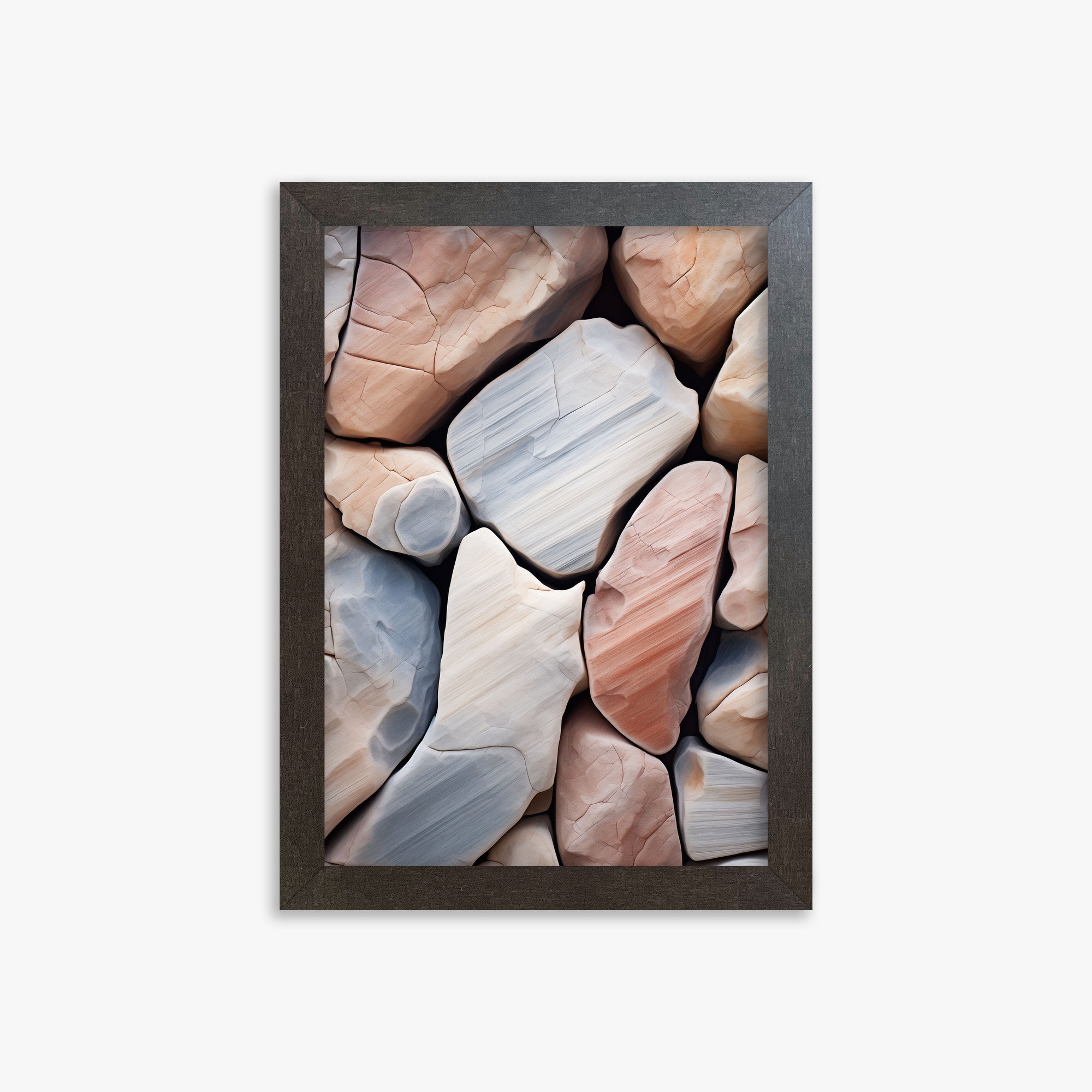 Coastal Pebbles Mosaic, 21x30cm Framed Poster With Espresso Frame