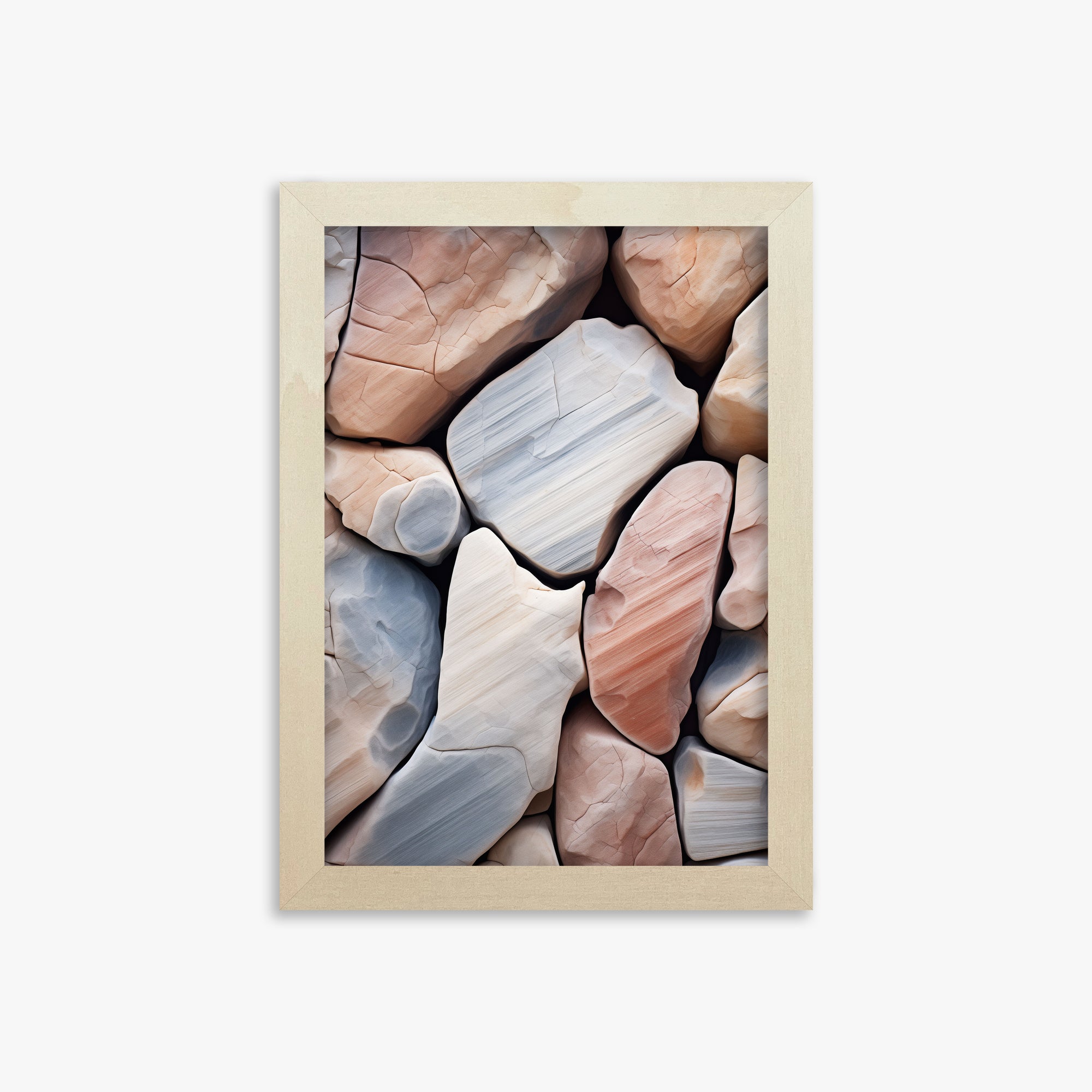 Coastal Pebbles Mosaic, 21x30cm Framed Poster With Lime Wood Frame