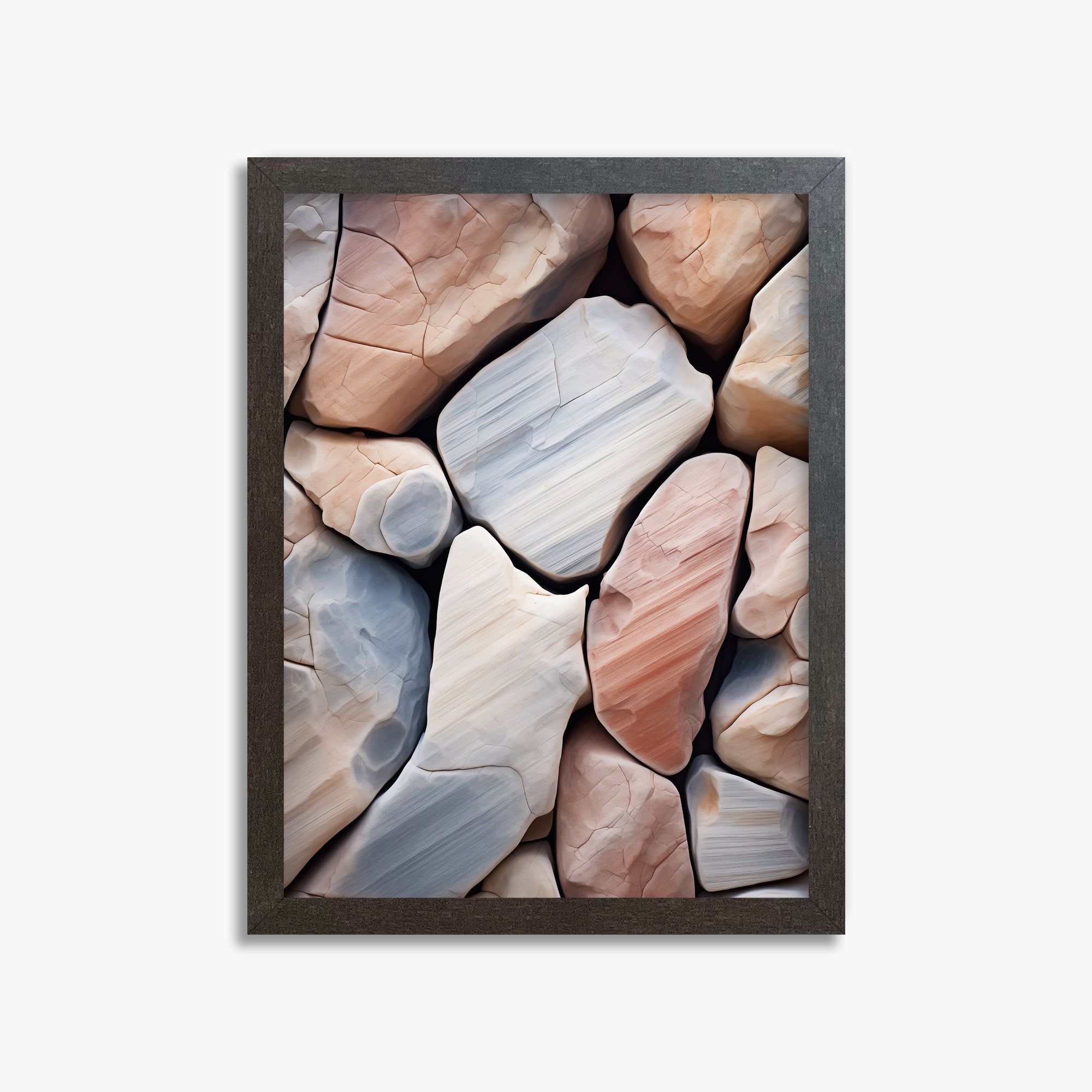 Coastal Pebbles Mosaic, 30x40cm Framed Poster With Espresso Frame