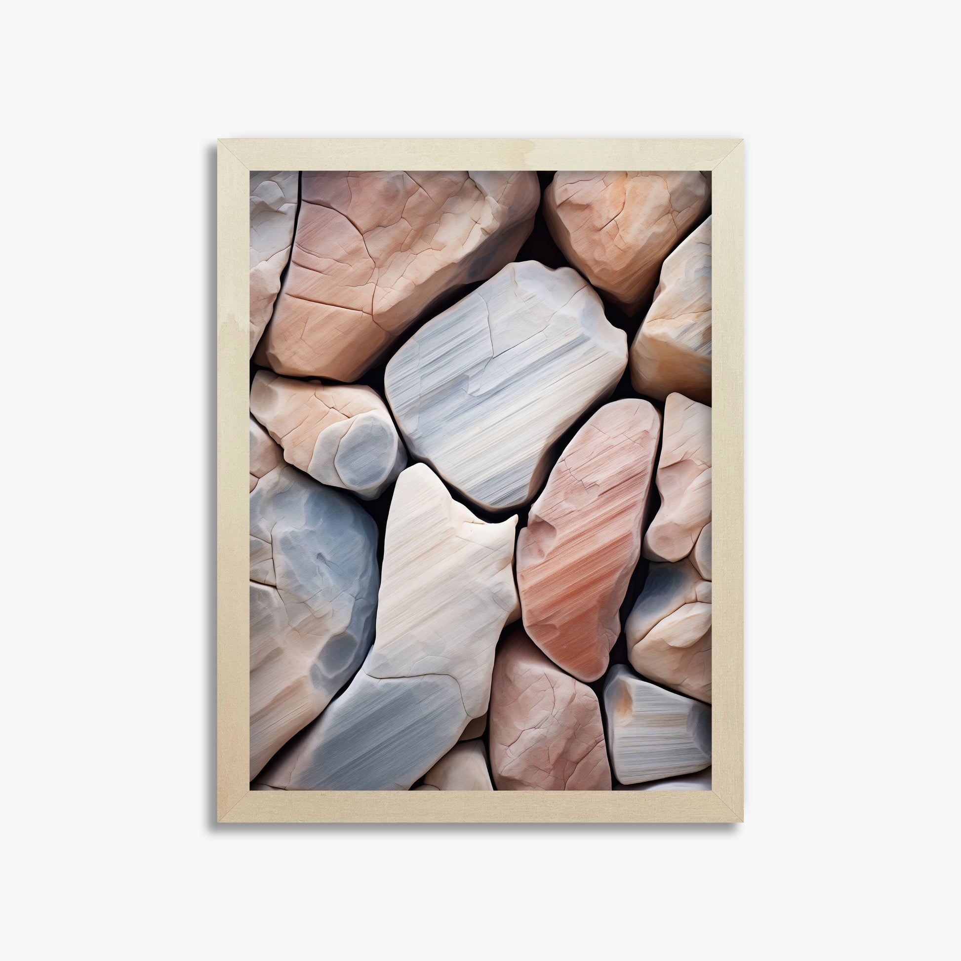 Coastal Pebbles Mosaic, 30x40cm Framed Poster With Lime Wood Frame