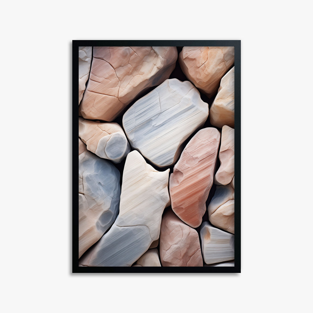 Coastal Pebbles Mosaic, 50x70cm Framed Poster With Black Frame