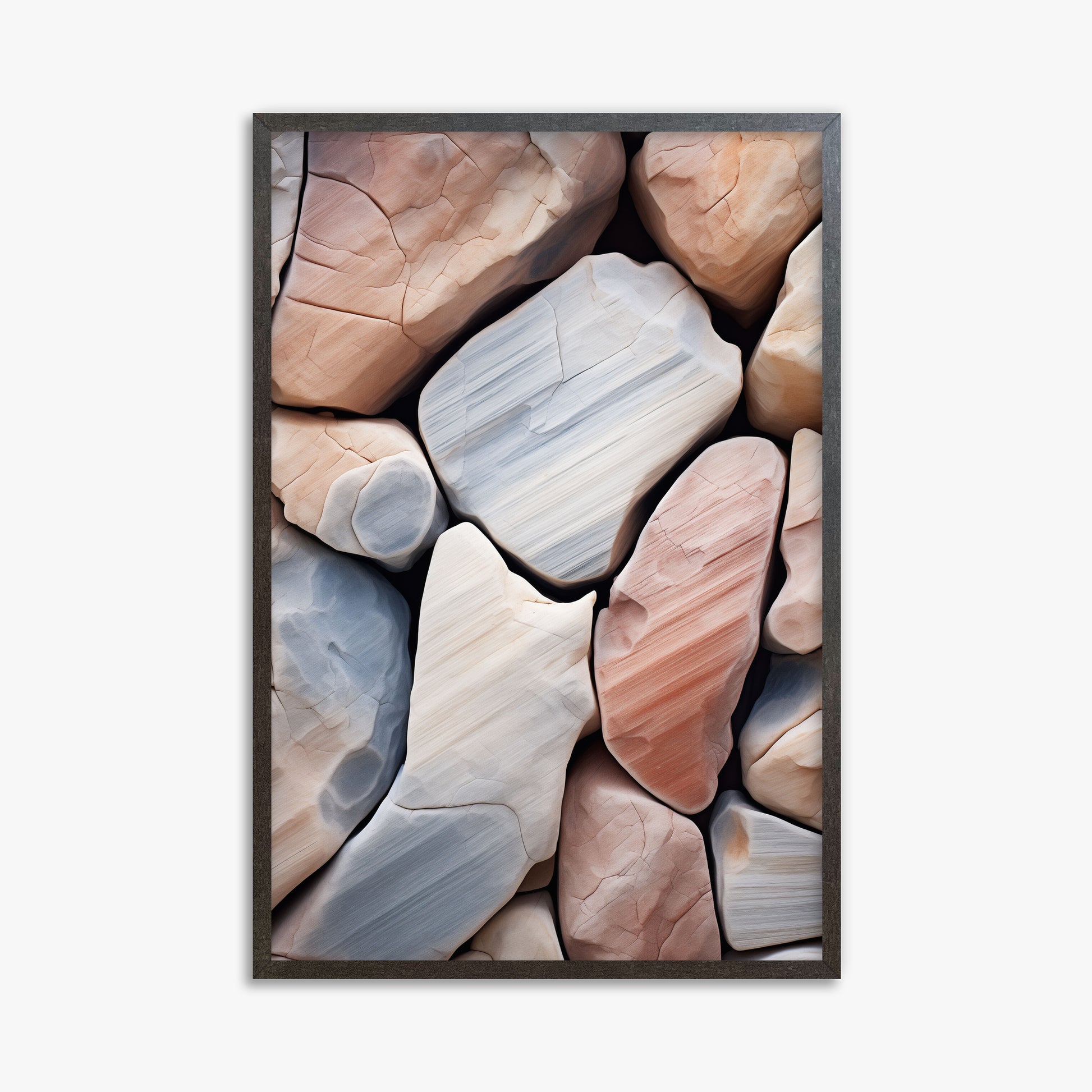 Coastal Pebbles Mosaic, 61x91cm Framed Poster With Espresso Frame