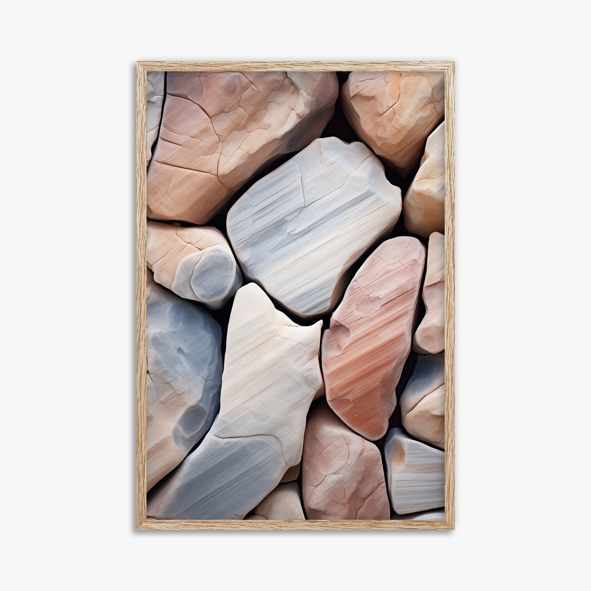 Coastal Pebbles Mosaic, 61x91cm Framed Poster With Raw Oak Frame