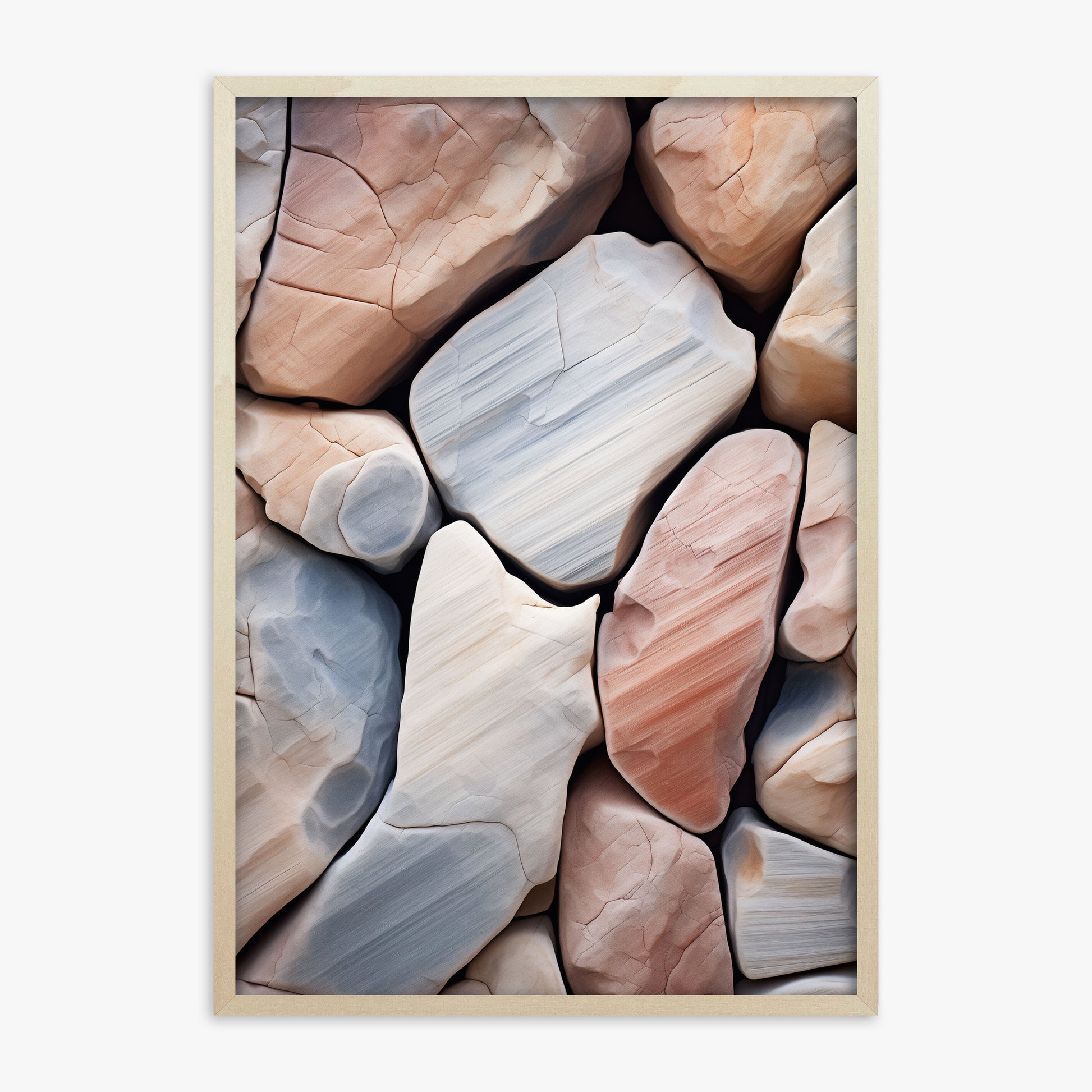 Coastal Pebbles Mosaic, 70x100cm Framed Poster With Lime Wood Frame