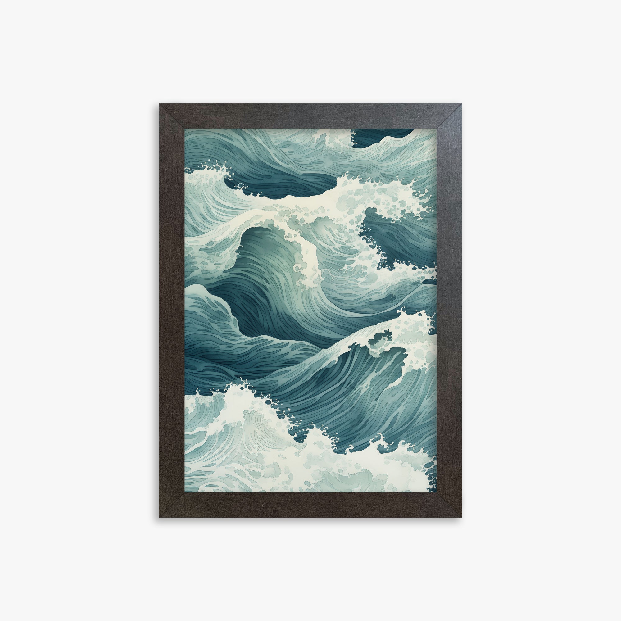 Tidal Symphony, 21x30cm Framed Art Reproduction With Espresso Frame