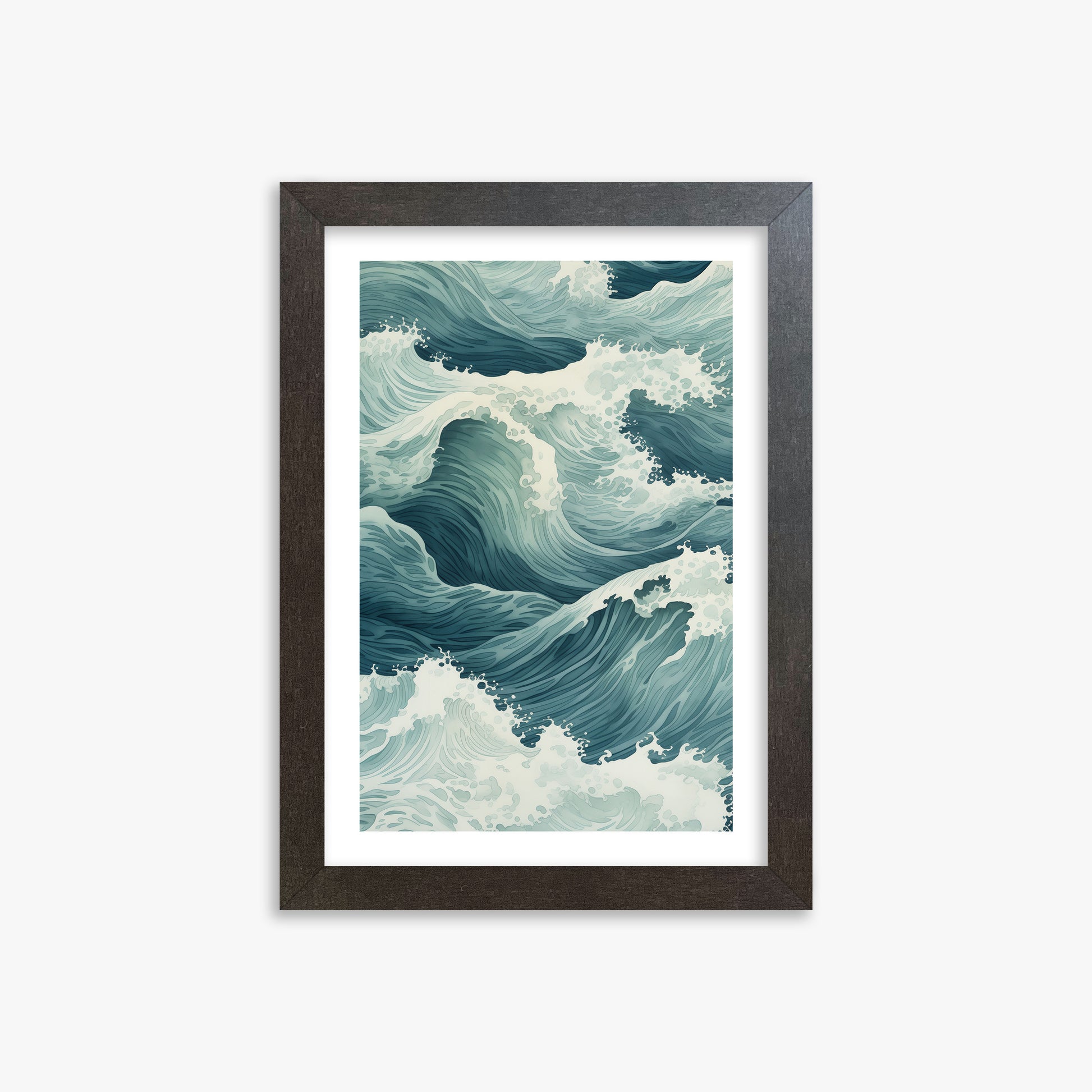 Tidal Symphony, 21x30cm Framed Art Reproduction With Espresso Frame