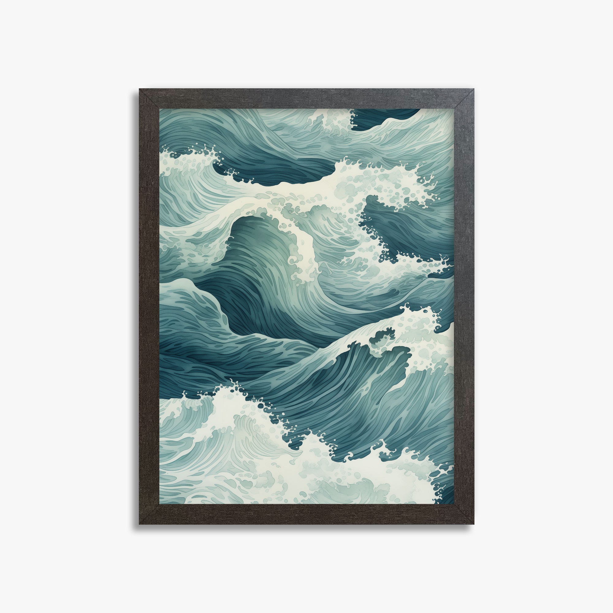 Tidal Symphony, 30x40cm Framed Art Reproduction With Espresso Frame