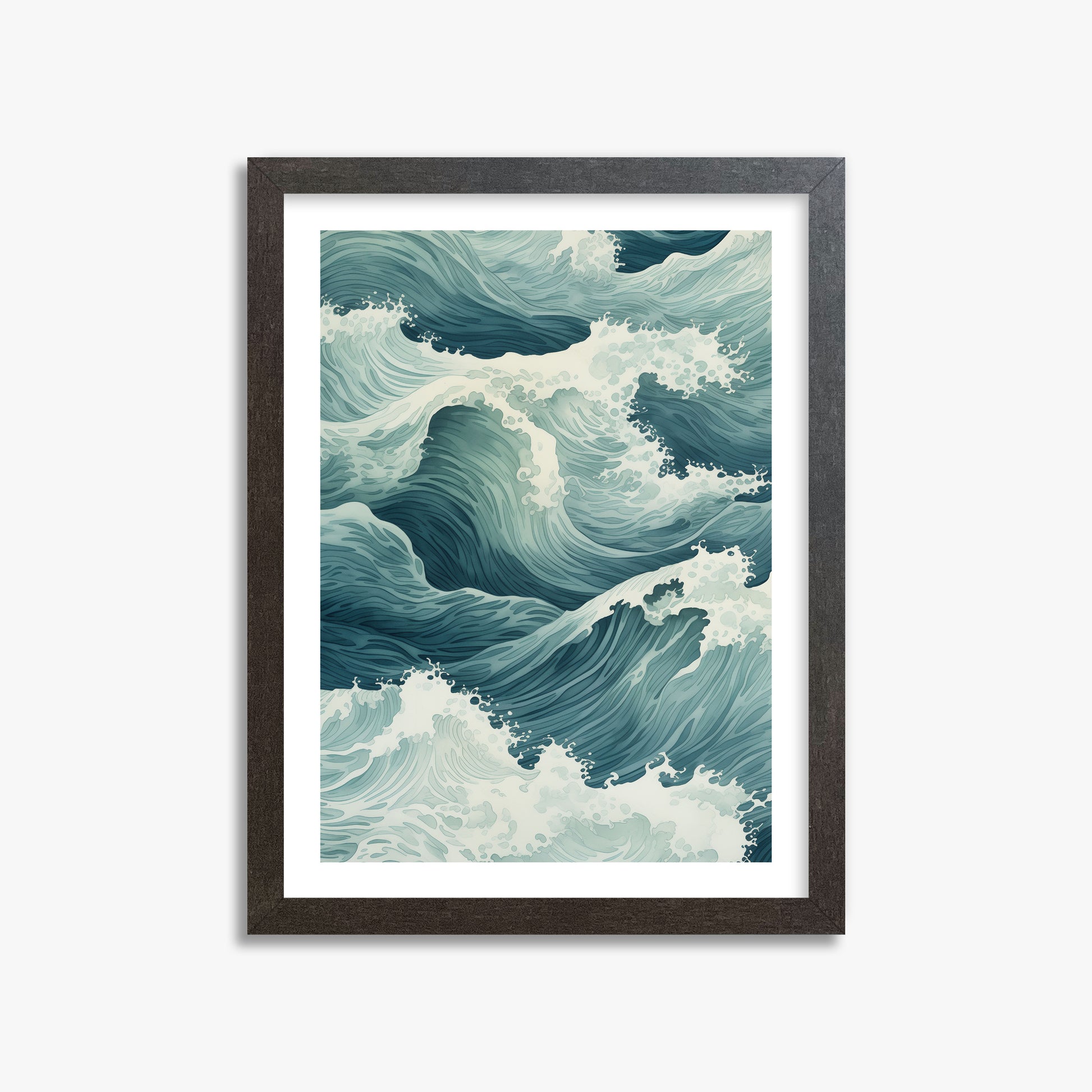 Tidal Symphony, 30x40cm Framed Art Reproduction With Espresso Frame