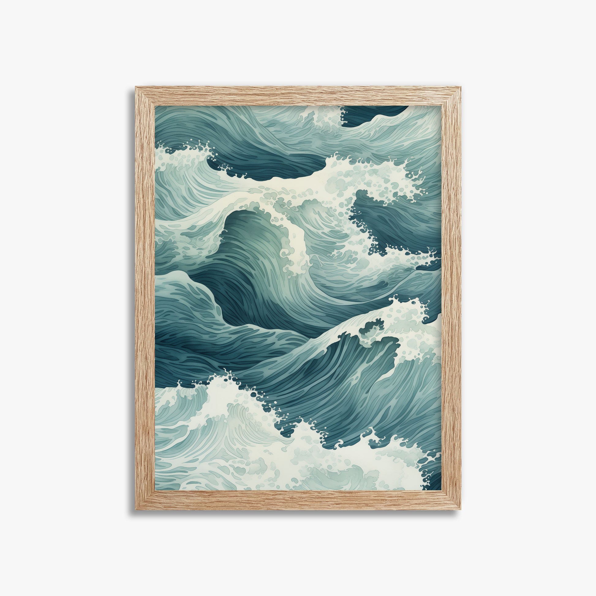 Tidal Symphony, 30x40cm Framed Art Reproduction With Raw Oak Frame