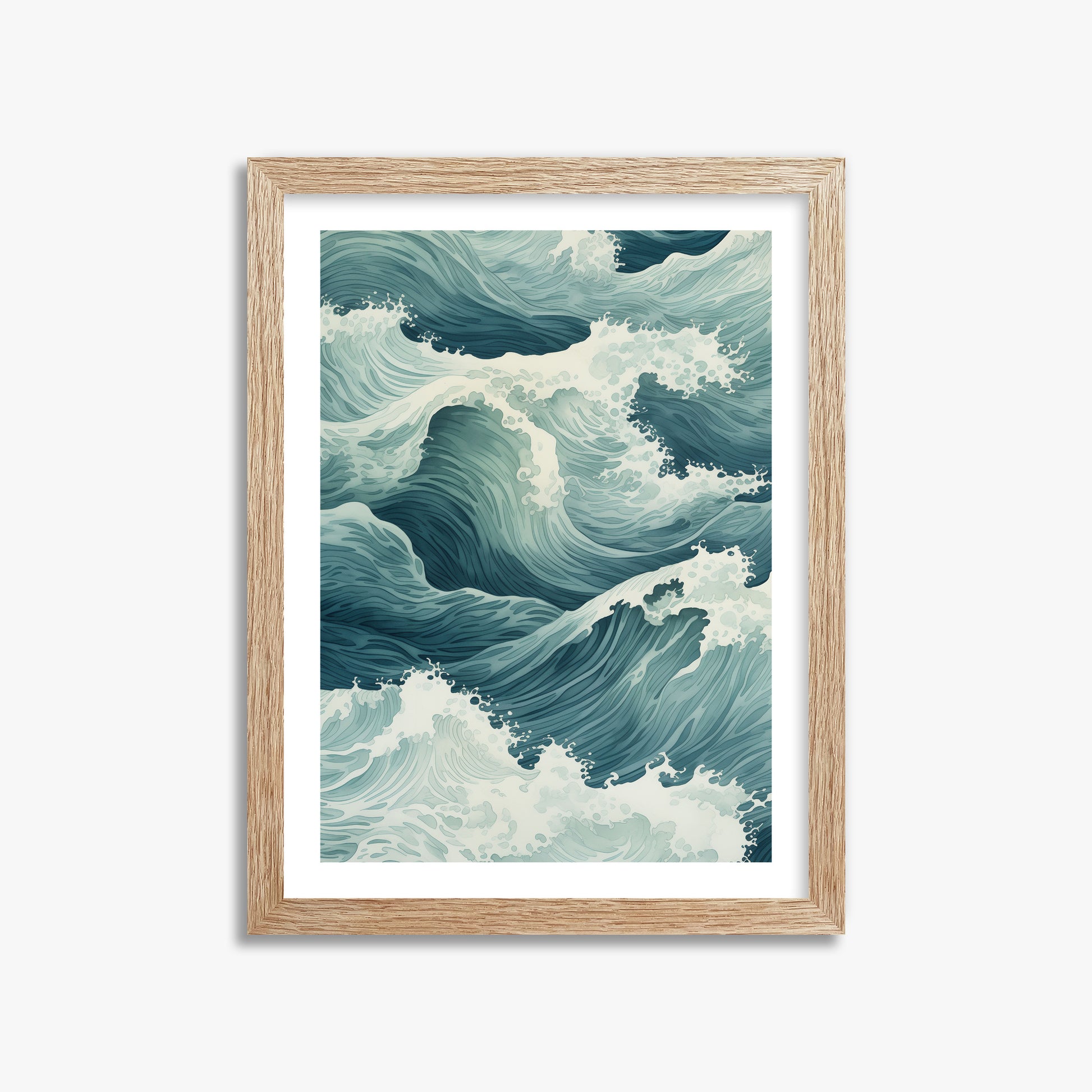 Tidal Symphony, 30x40cm Framed Art Reproduction With Raw Oak Frame