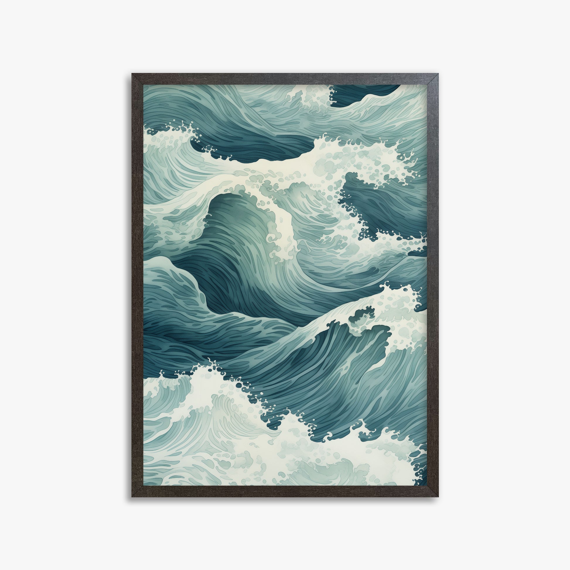 Tidal Symphony, 50x70cm Framed Art Reproduction With Espresso Frame