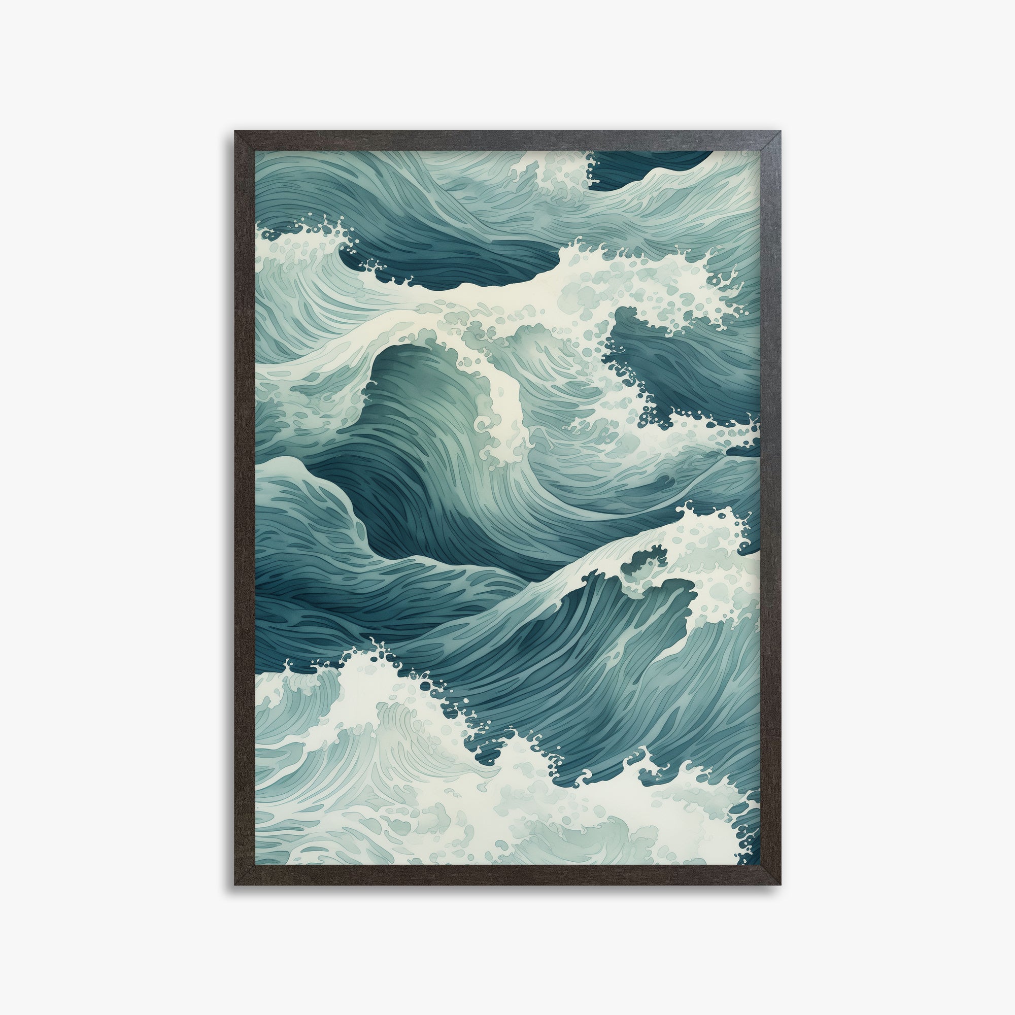 Tidal Symphony, 50x70cm Framed Art Reproduction With Espresso Frame