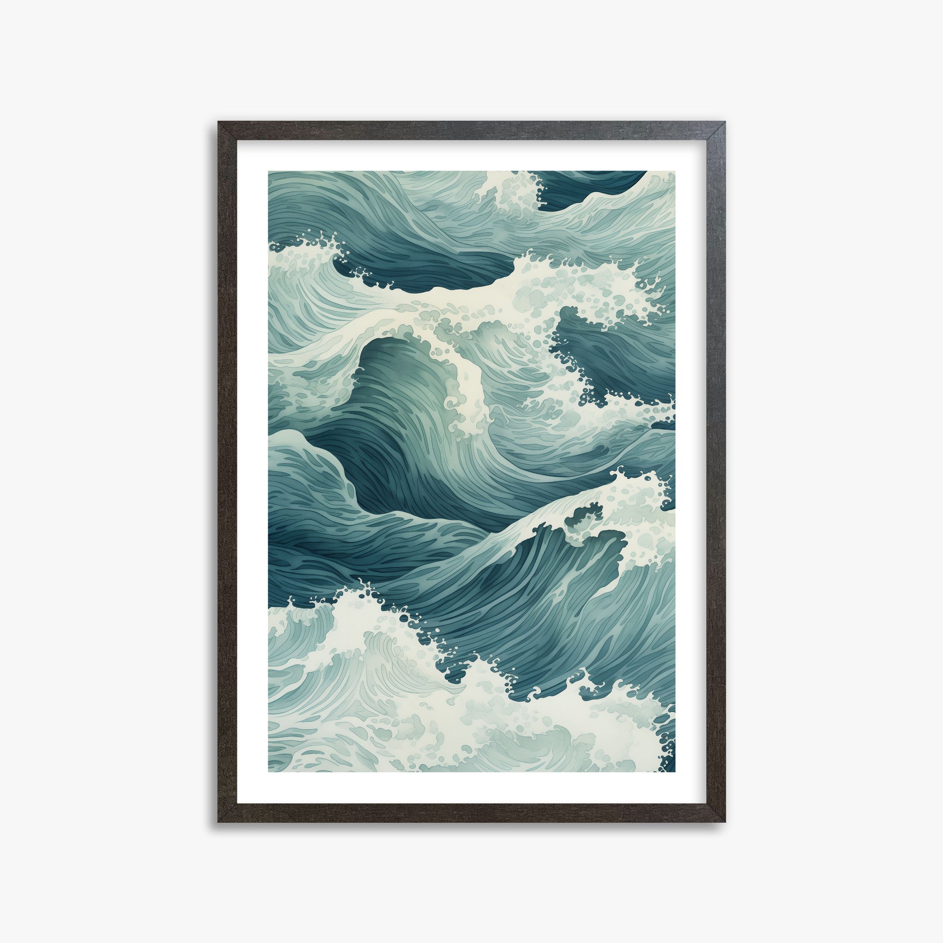 Tidal Symphony, 50x70cm Framed Art Reproduction With Espresso Frame