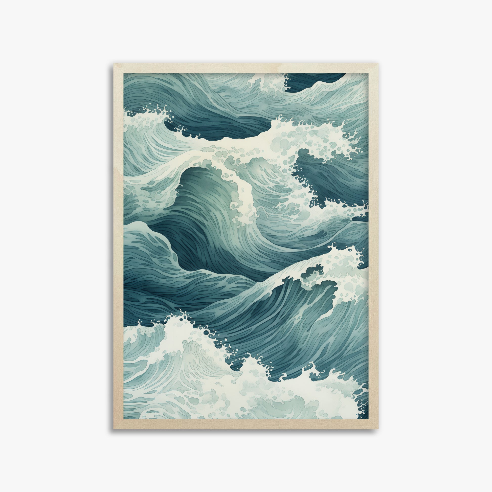 Tidal Symphony, 50x70cm Framed Art Reproduction With Lime Wood Frame