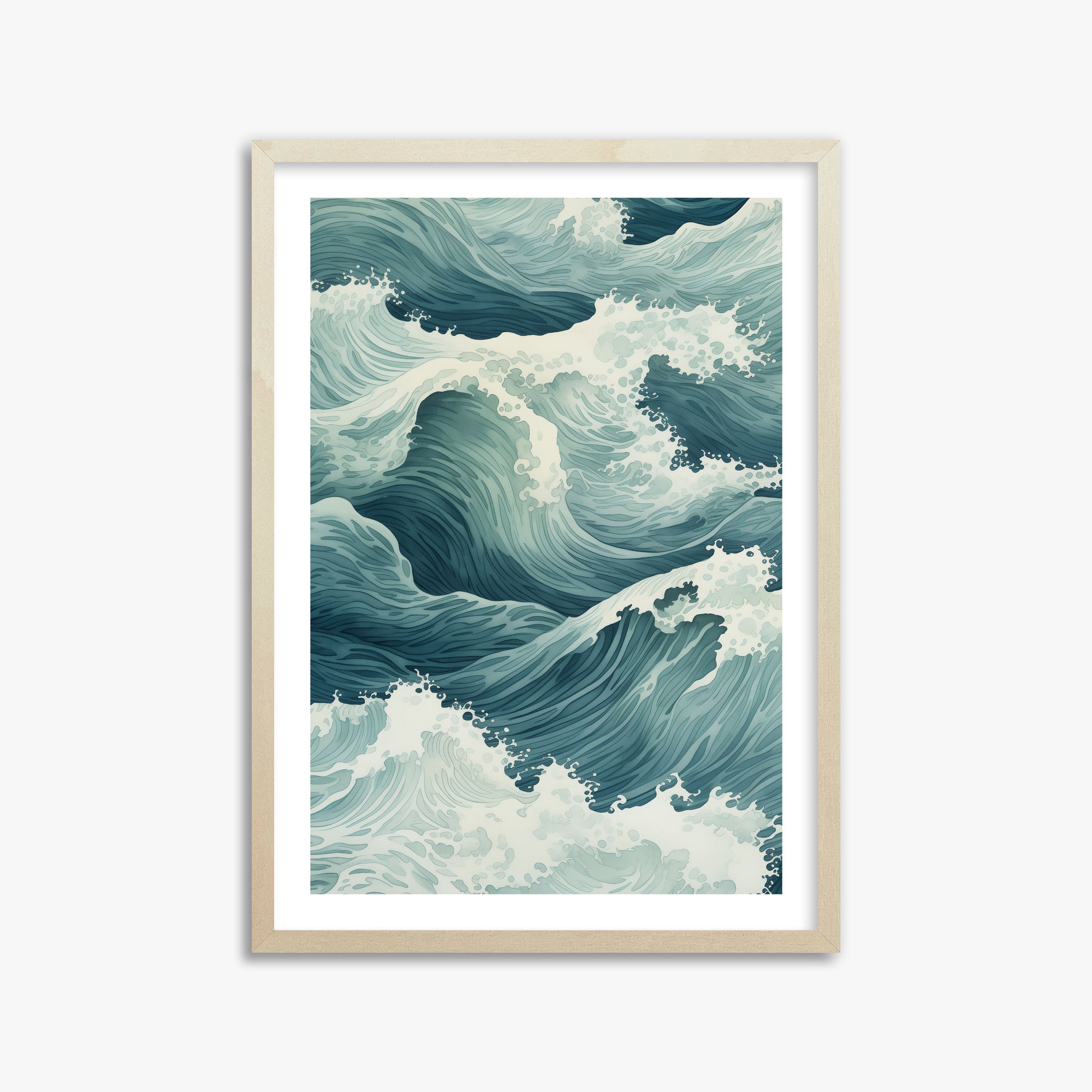 Tidal Symphony, 50x70cm Framed Art Reproduction With Lime Wood Frame