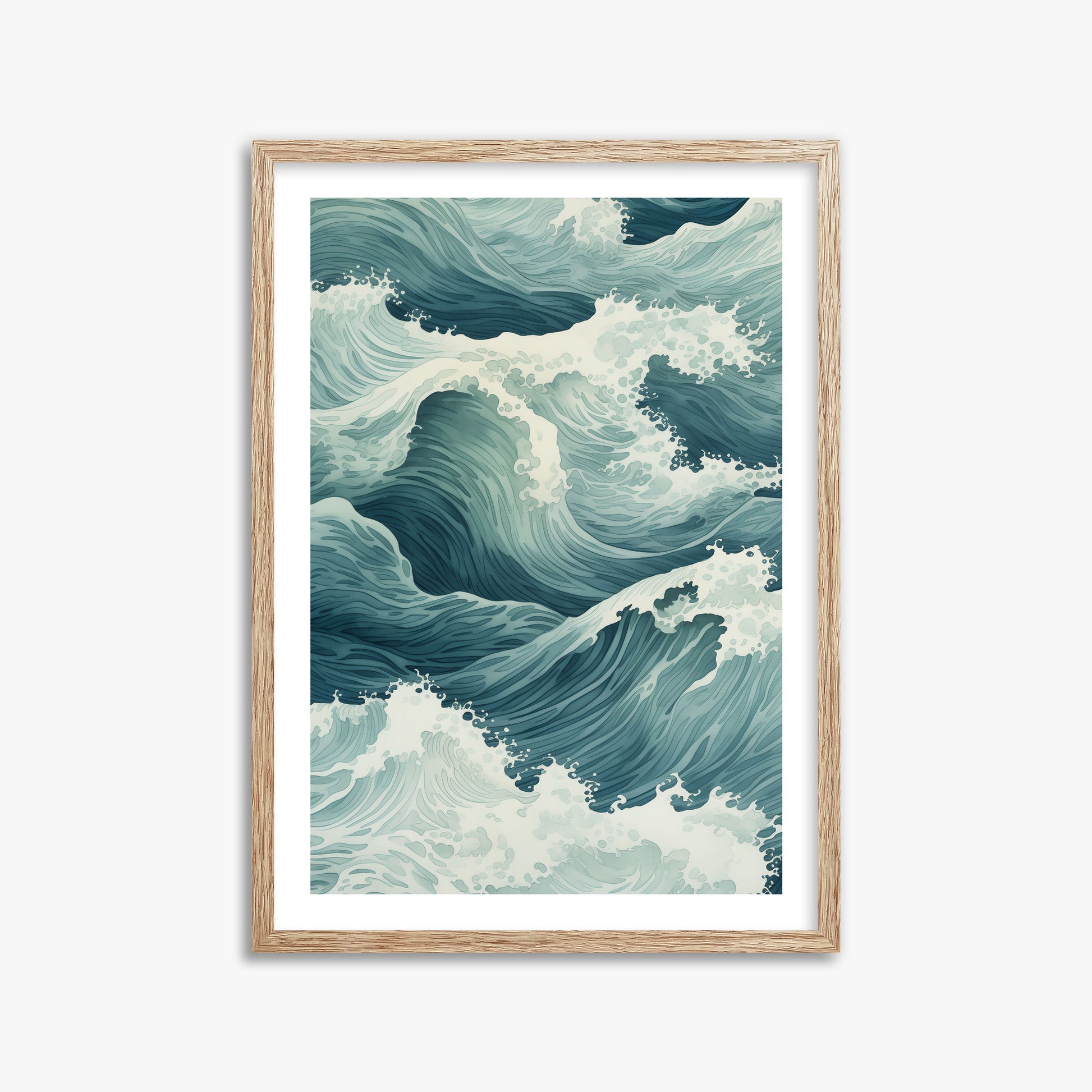 Tidal Symphony, 50x70cm Framed Art Reproduction With Raw Oak Frame