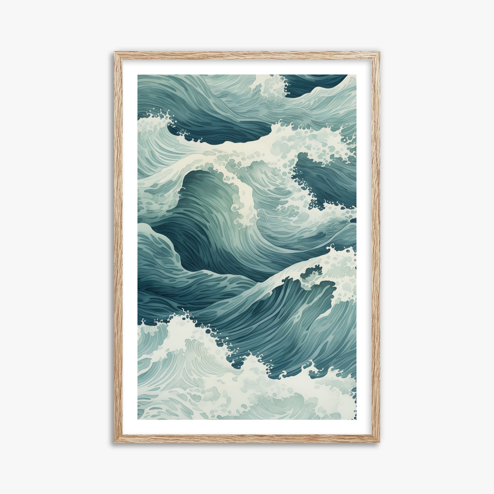 Tidal Symphony, 61x91cm Framed Art Reproduction With Raw Oak Frame
