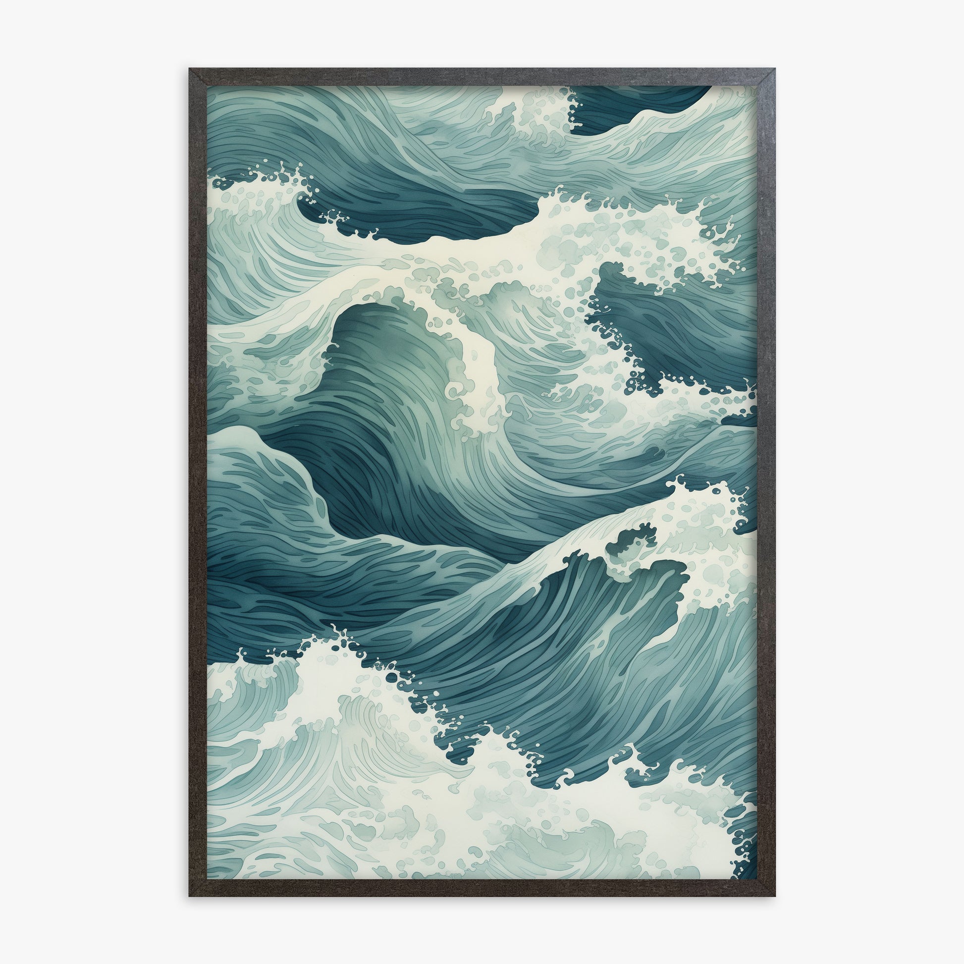 Tidal Symphony, 70x100cm Framed Art Reproduction With Espresso Frame