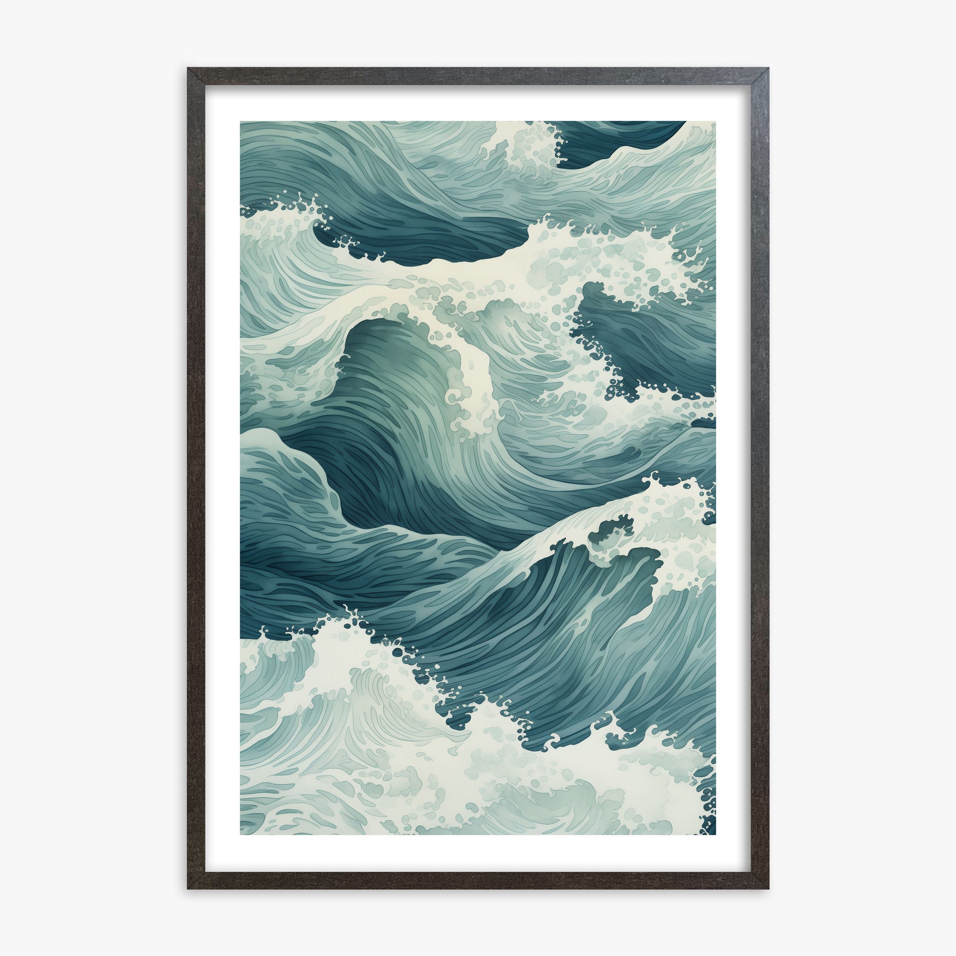 Tidal Symphony, 70x100cm Framed Art Reproduction With Espresso Frame