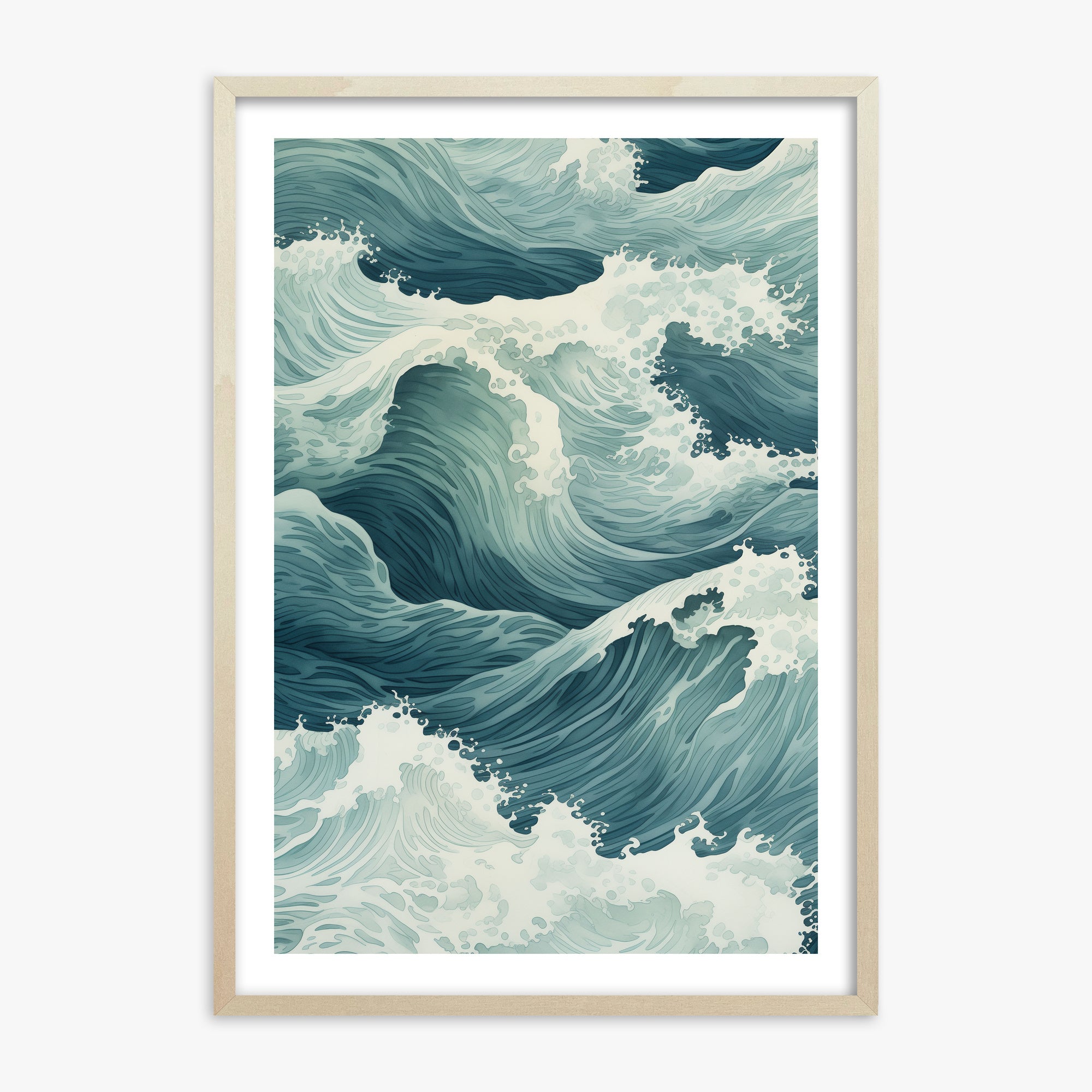 Tidal Symphony, 70x100cm Framed Art Reproduction With Lime Wood Frame