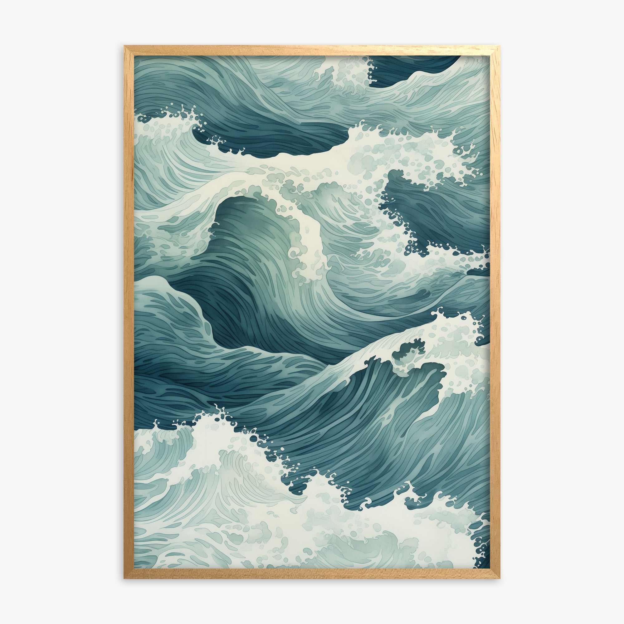 Tidal Symphony, Oak Framed Poster With Oak Frame