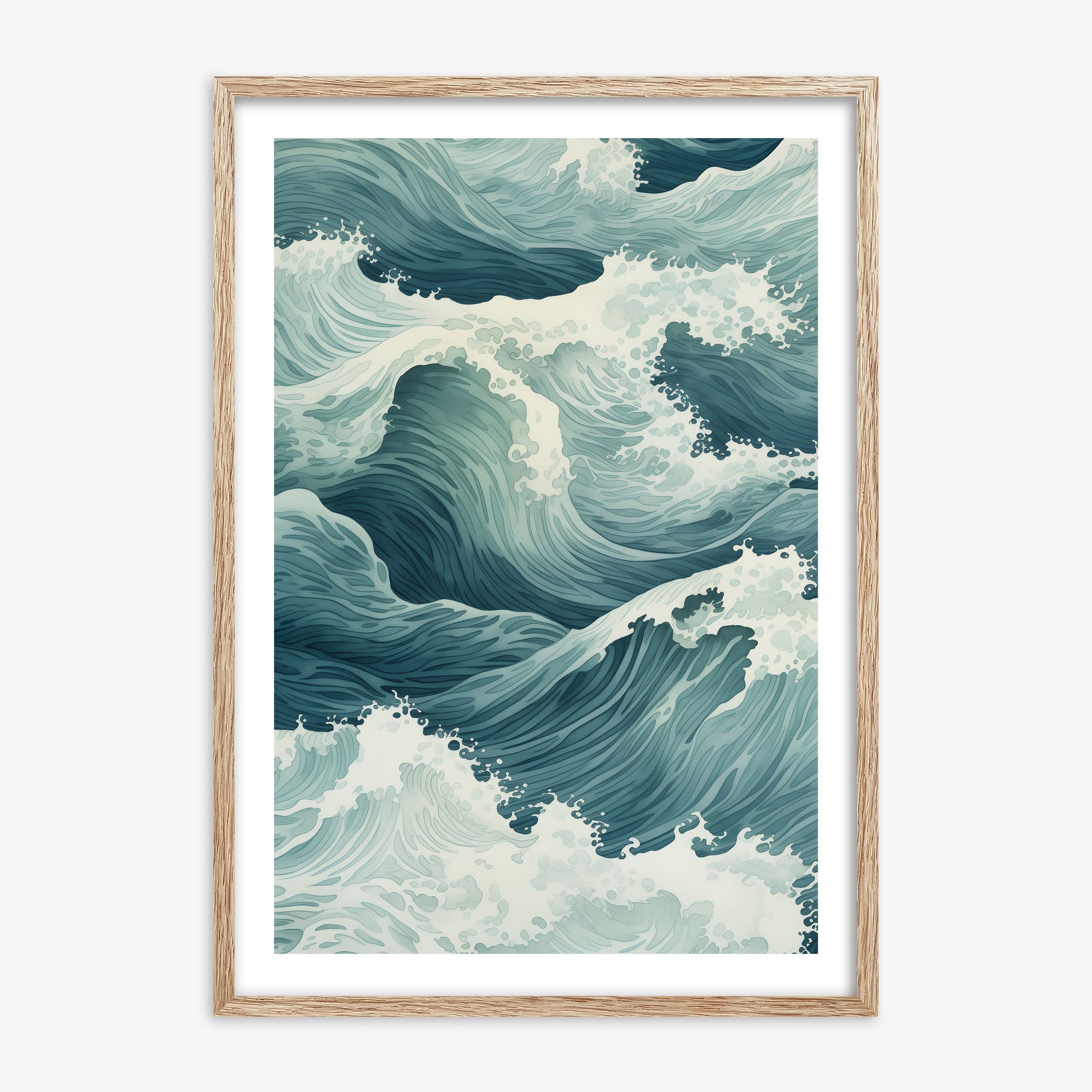 Tidal Symphony, 70x100cm Framed Art Reproduction With Raw Oak Frame