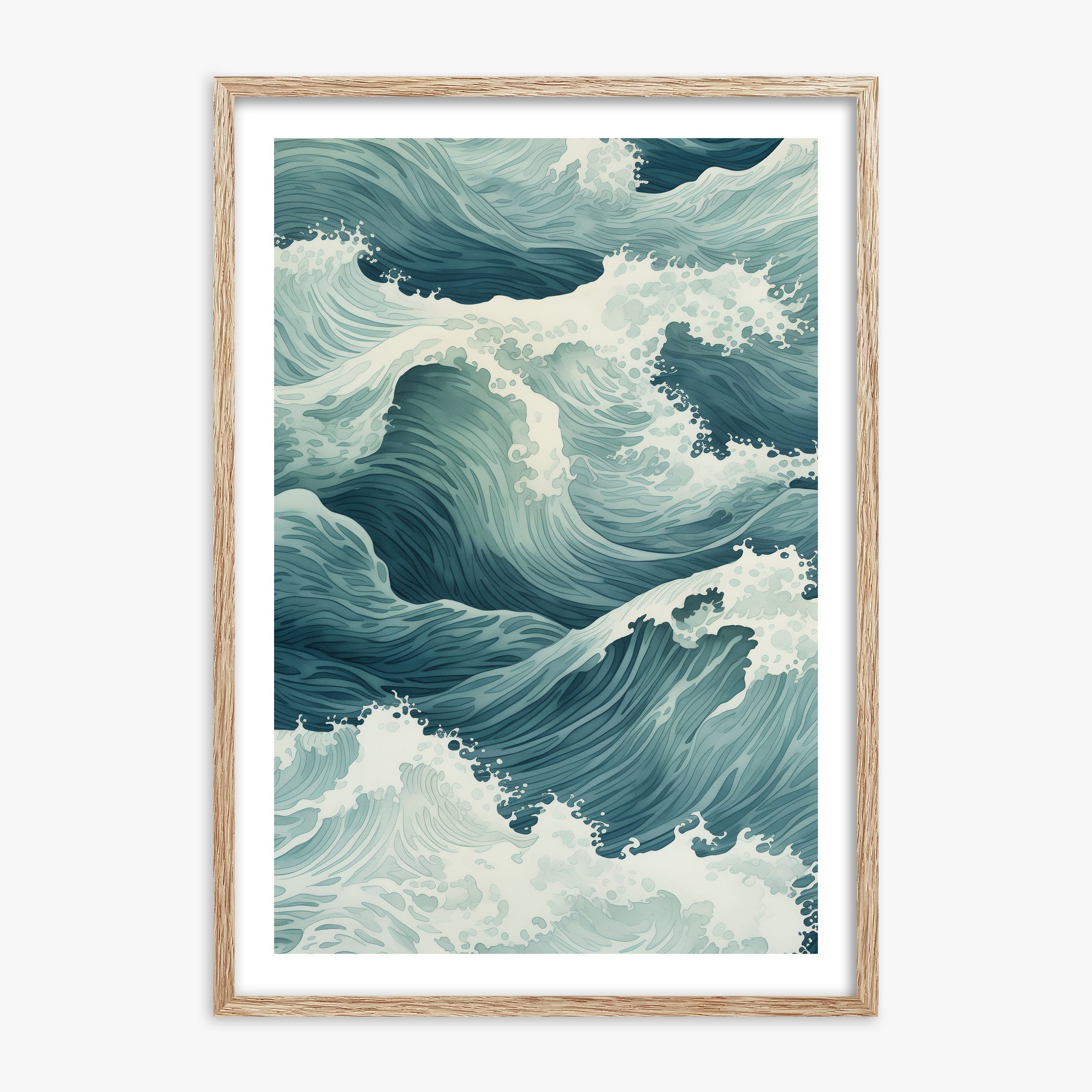 Tidal Symphony, 70x100cm Framed Art Reproduction With Raw Oak Frame