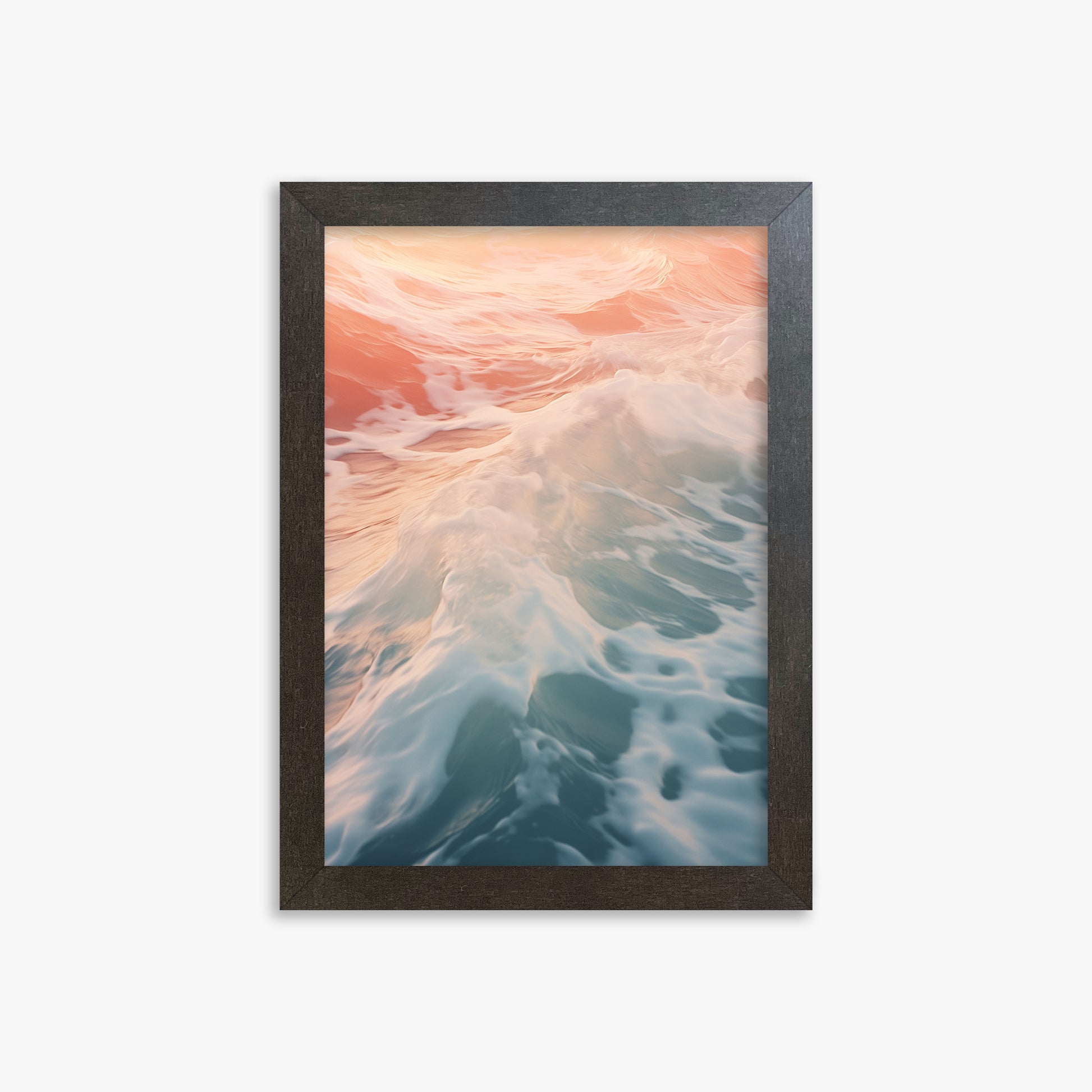 Sunset Tide Whisper, 21x30cm Framed Art Reproduction With Espresso Frame