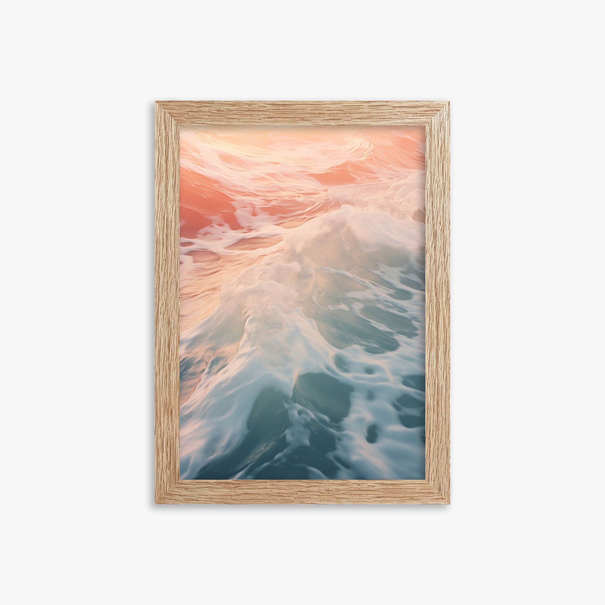 Sunset Tide Whisper, 21x30cm Framed Art Reproduction With Raw Oak Frame