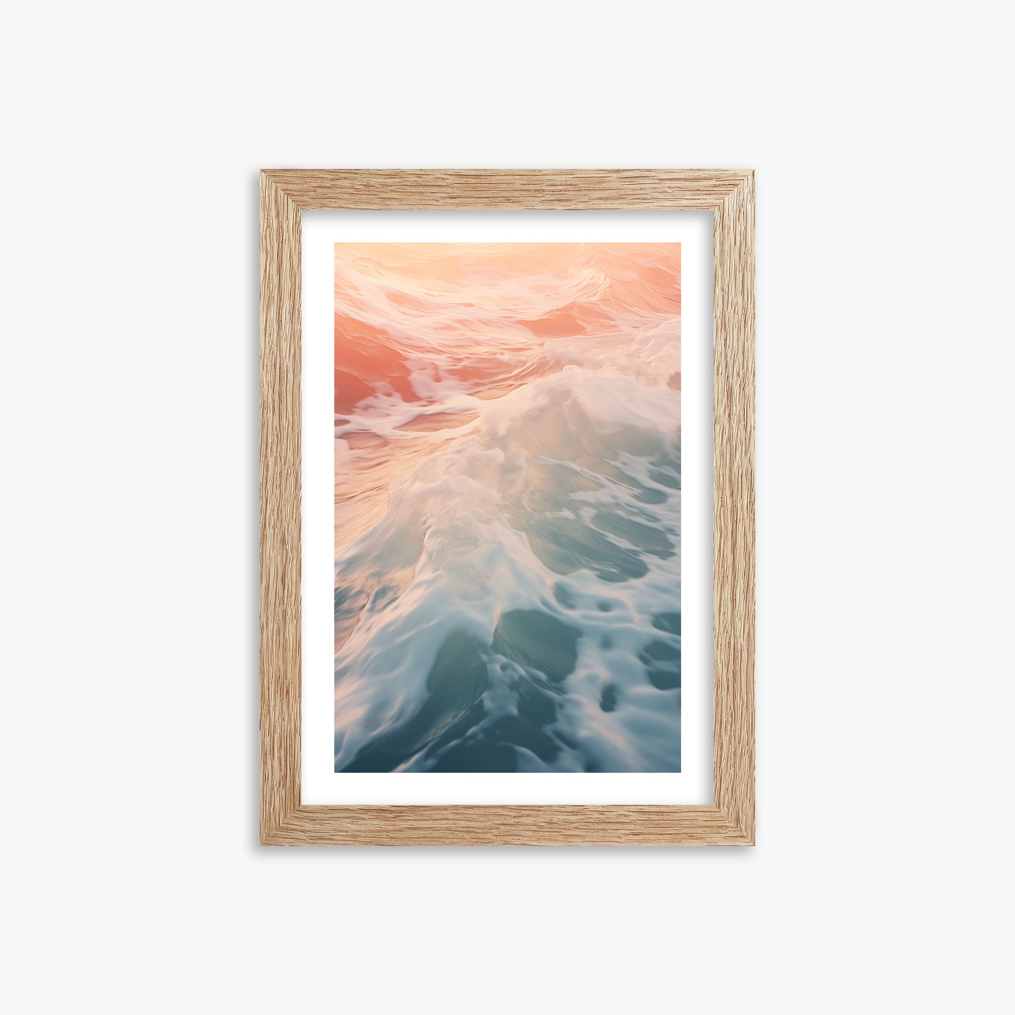 Sunset Tide Whisper, 21x30cm Framed Art Reproduction With Raw Oak Frame