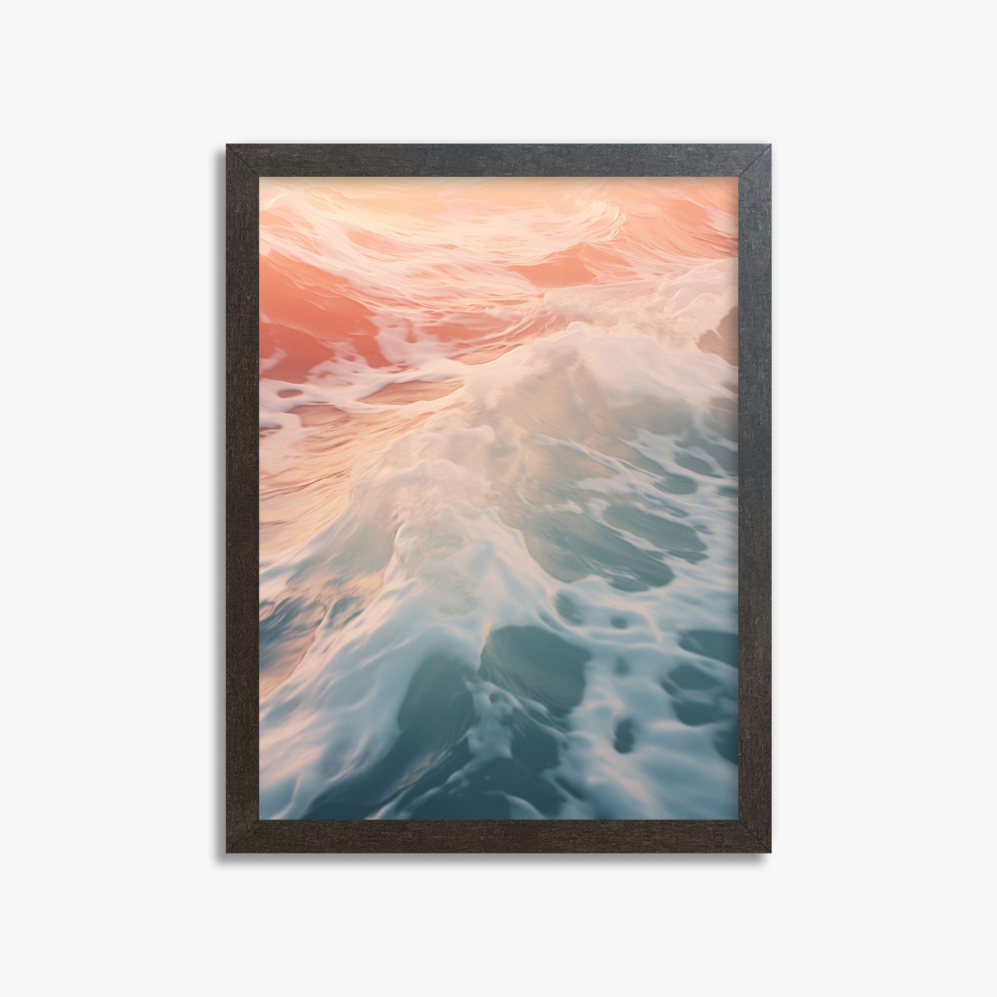 Sunset Tide Whisper, 30x40cm Framed Art Reproduction With Espresso Frame