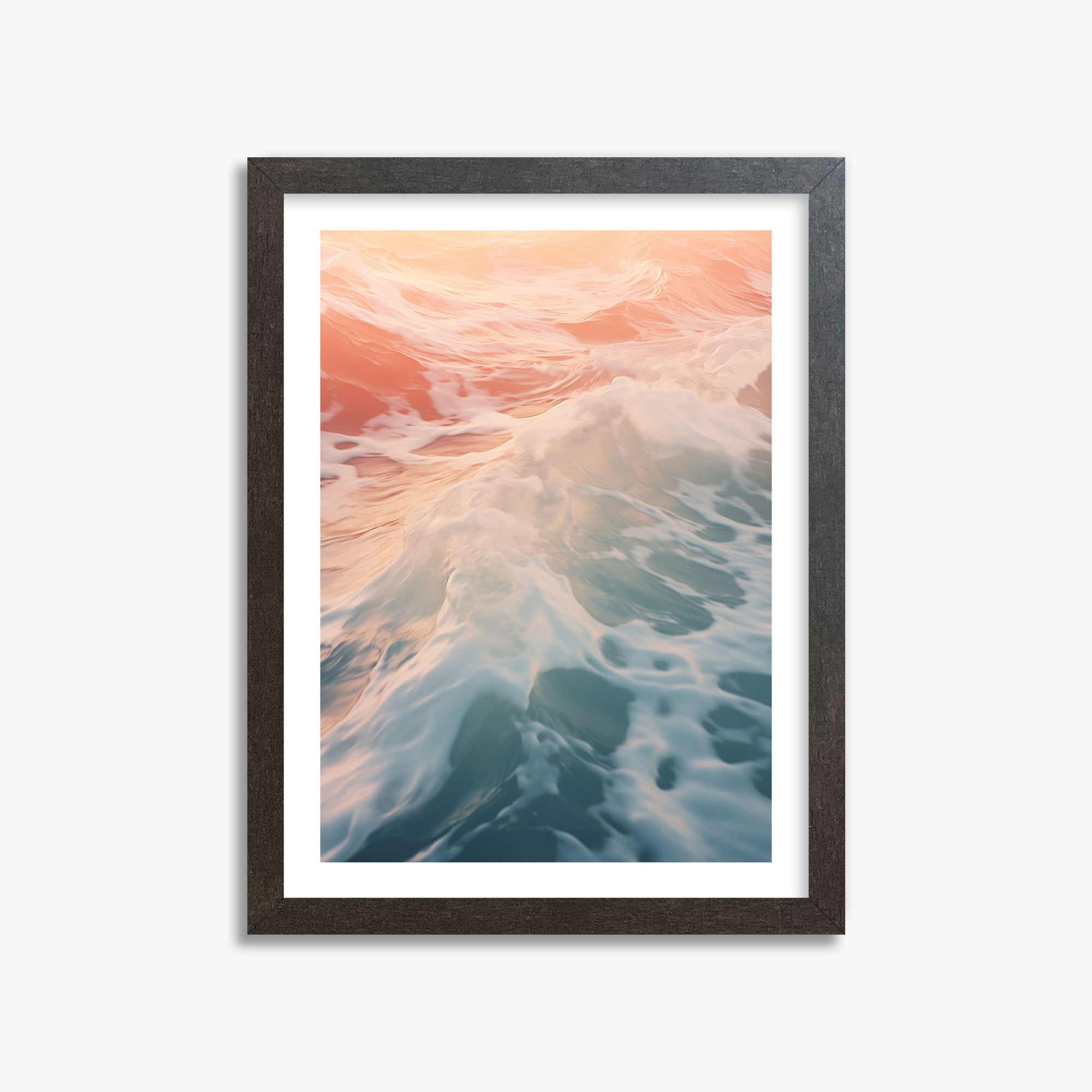 Sunset Tide Whisper, 30x40cm Framed Art Reproduction With Espresso Frame