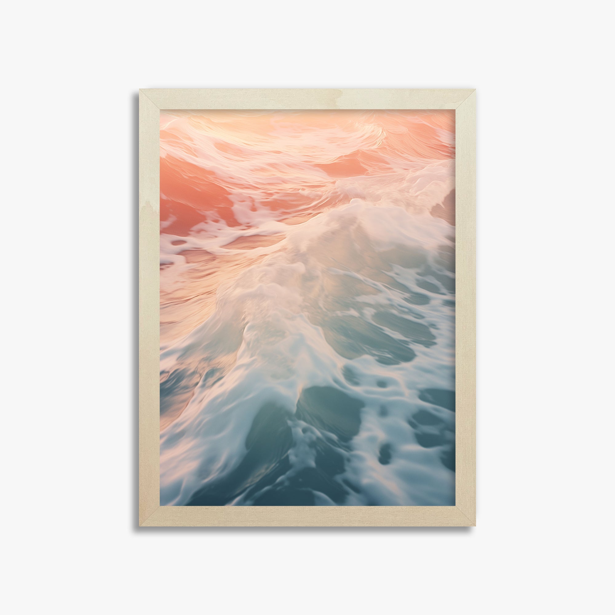 Sunset Tide Whisper, 30x40cm Framed Art Reproduction With Lime Wood Frame